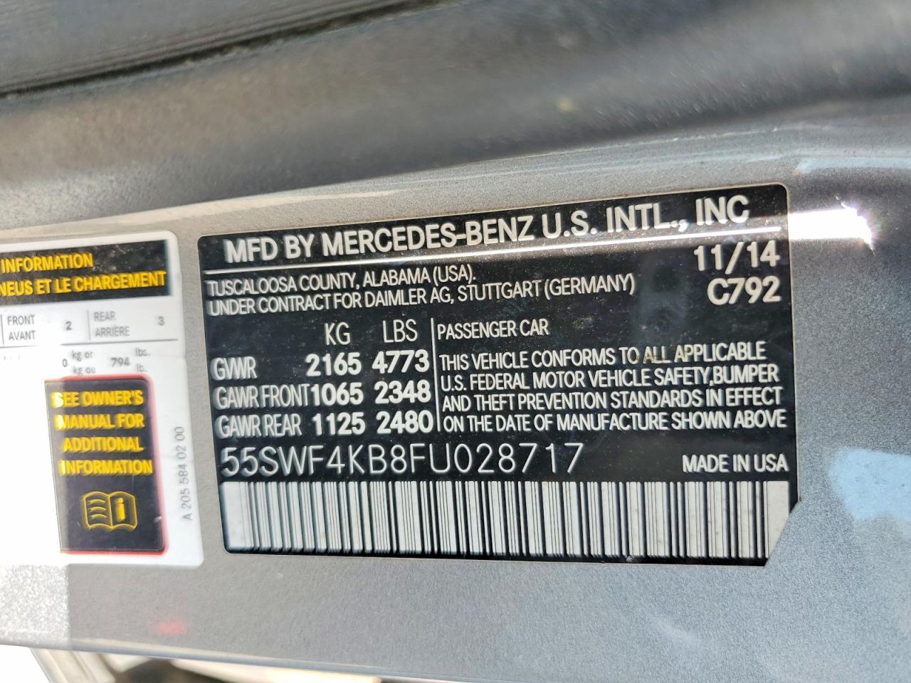 2015 Mercedes-benz C 300 4matic Silver vin: 55SWF4KB8FU028717