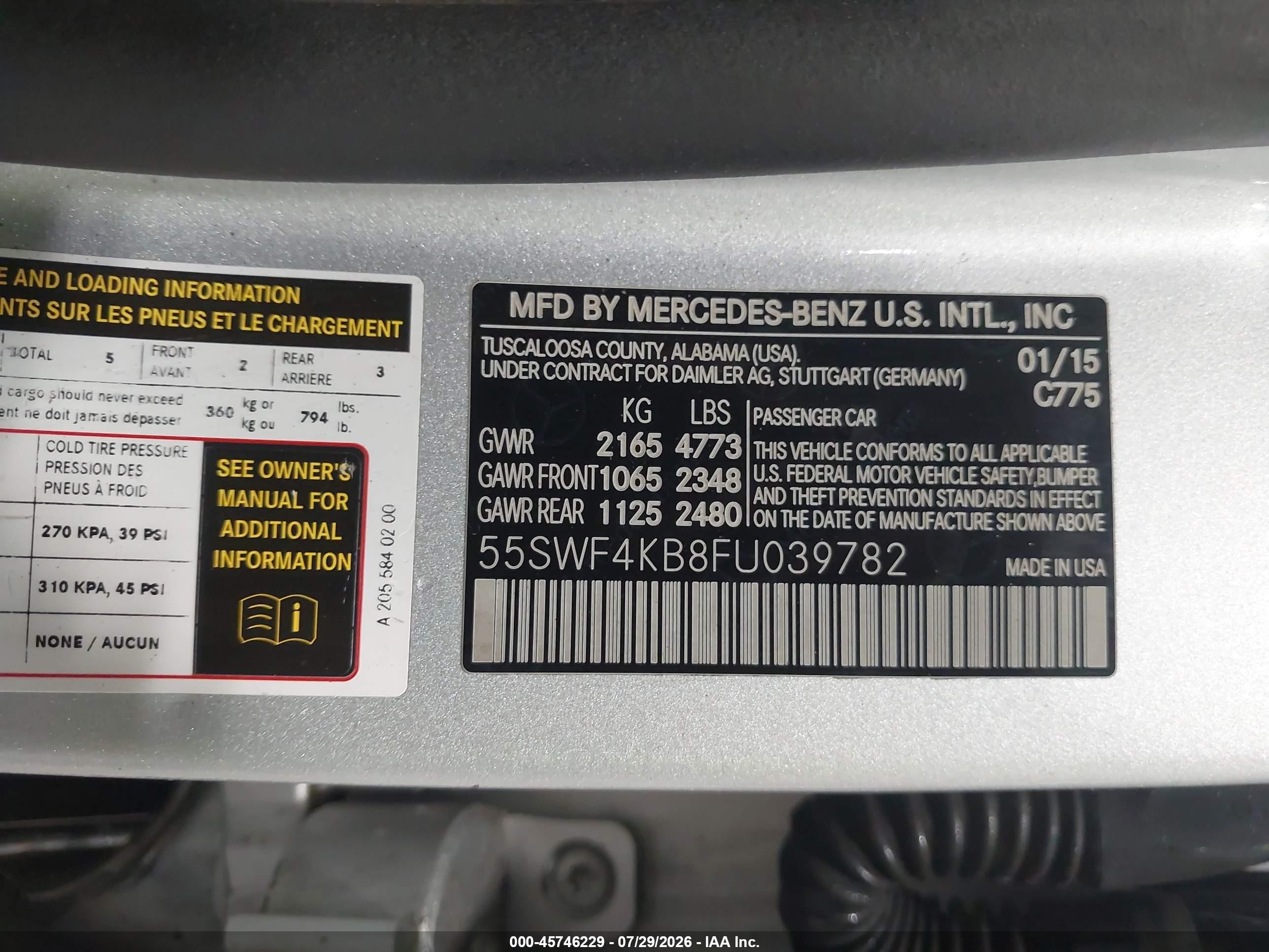 2015 Mercedes-benz C 300 Luxury 4matic Gray vin: 55SWF4KB8FU039782