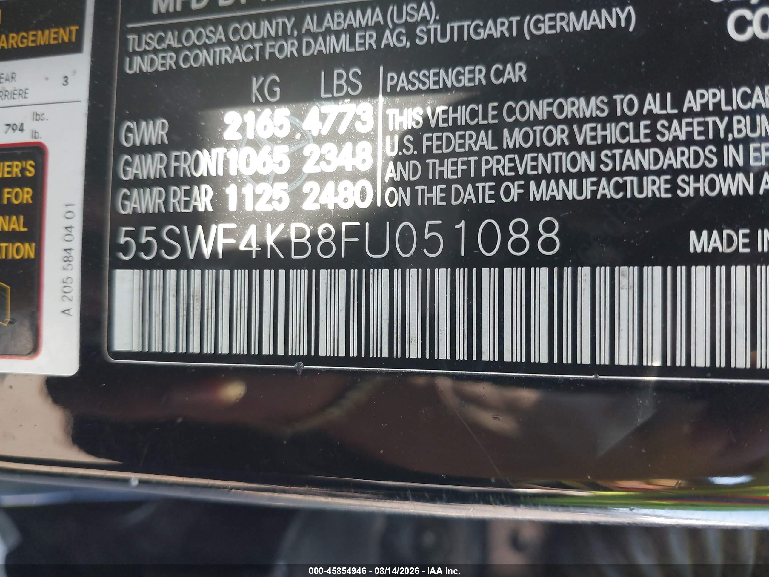 2015 Mercedes-benz C 300 Sport 4matic Black vin: 55SWF4KB8FU051088