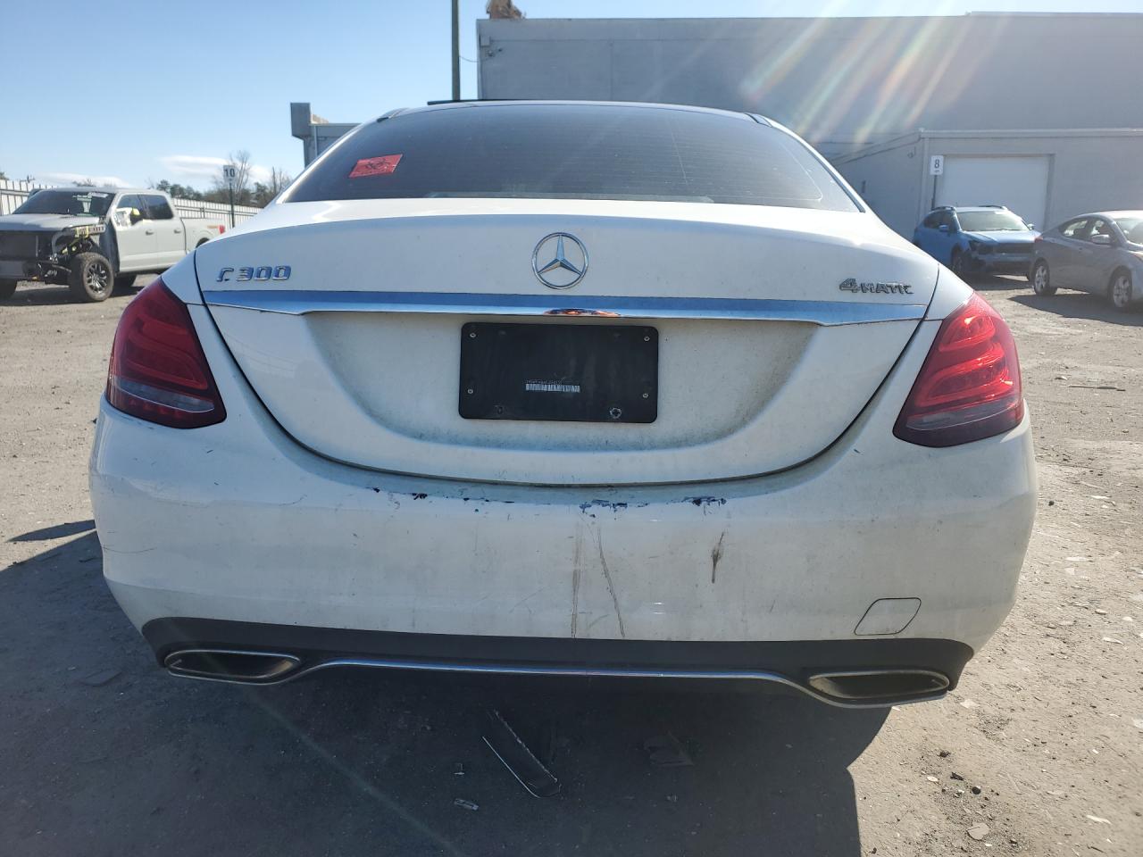 2015 Mercedes-benz C 300 4matic White vin: 55SWF4KB8FU058235 Damage: Rear Bumper, Heavy Scratch, 3 To 4 Inches