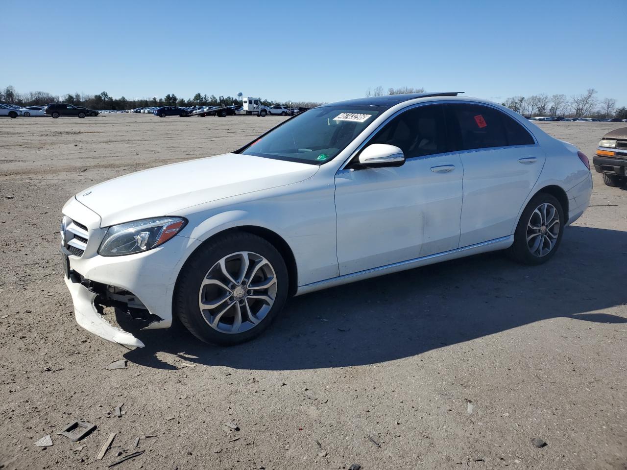 2015 Mercedes-benz C 300 4matic White vin: 55SWF4KB8FU058235 Damage: Left Front Tire, Worn, Replacement Required