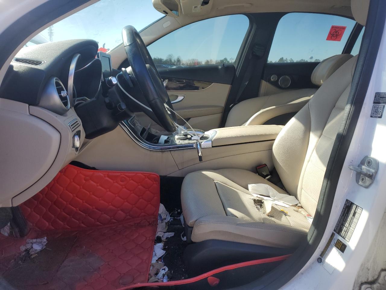 2015 Mercedes-benz C 300 4matic White vin: 55SWF4KB8FU058235 Damage: Left Front Seat Cushion, Torn, > 12 Inches