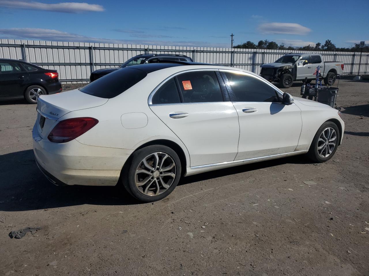 2015 Mercedes-benz C 300 4matic White vin: 55SWF4KB8FU058235 Damage: Right Rear Tire, Worn, Replacement Required
