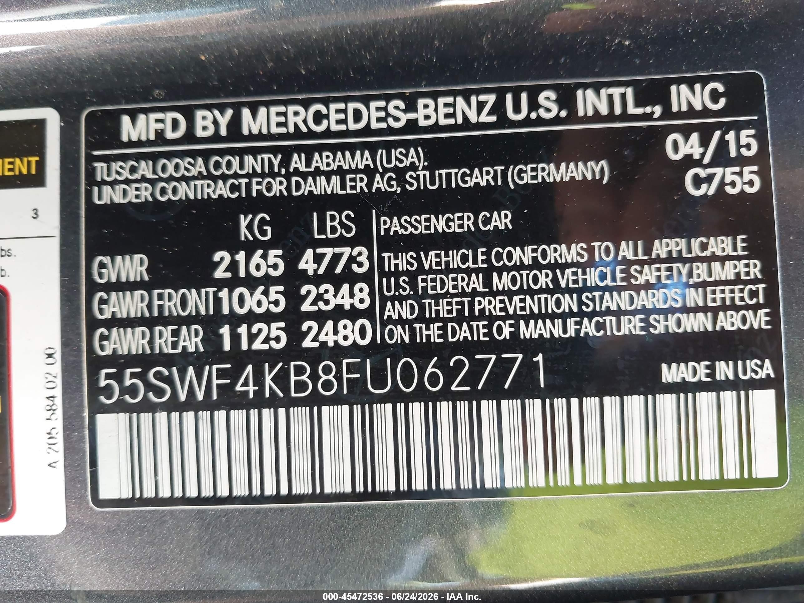2015 Mercedes-benz C 300 4matic Gray vin: 55SWF4KB8FU062771
