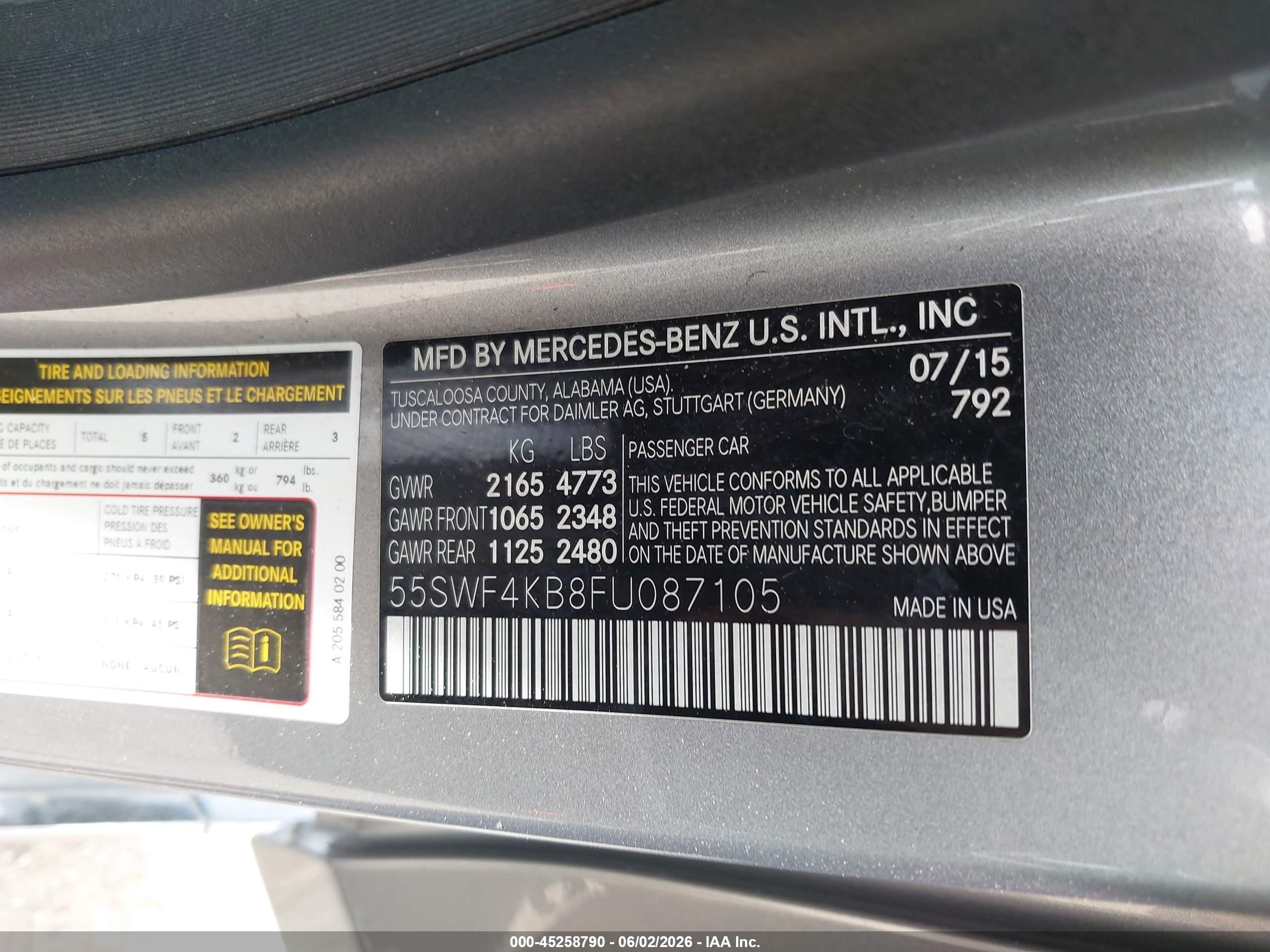 2015 Mercedes-benz C 300 4matic Silver vin: 55SWF4KB8FU087105
