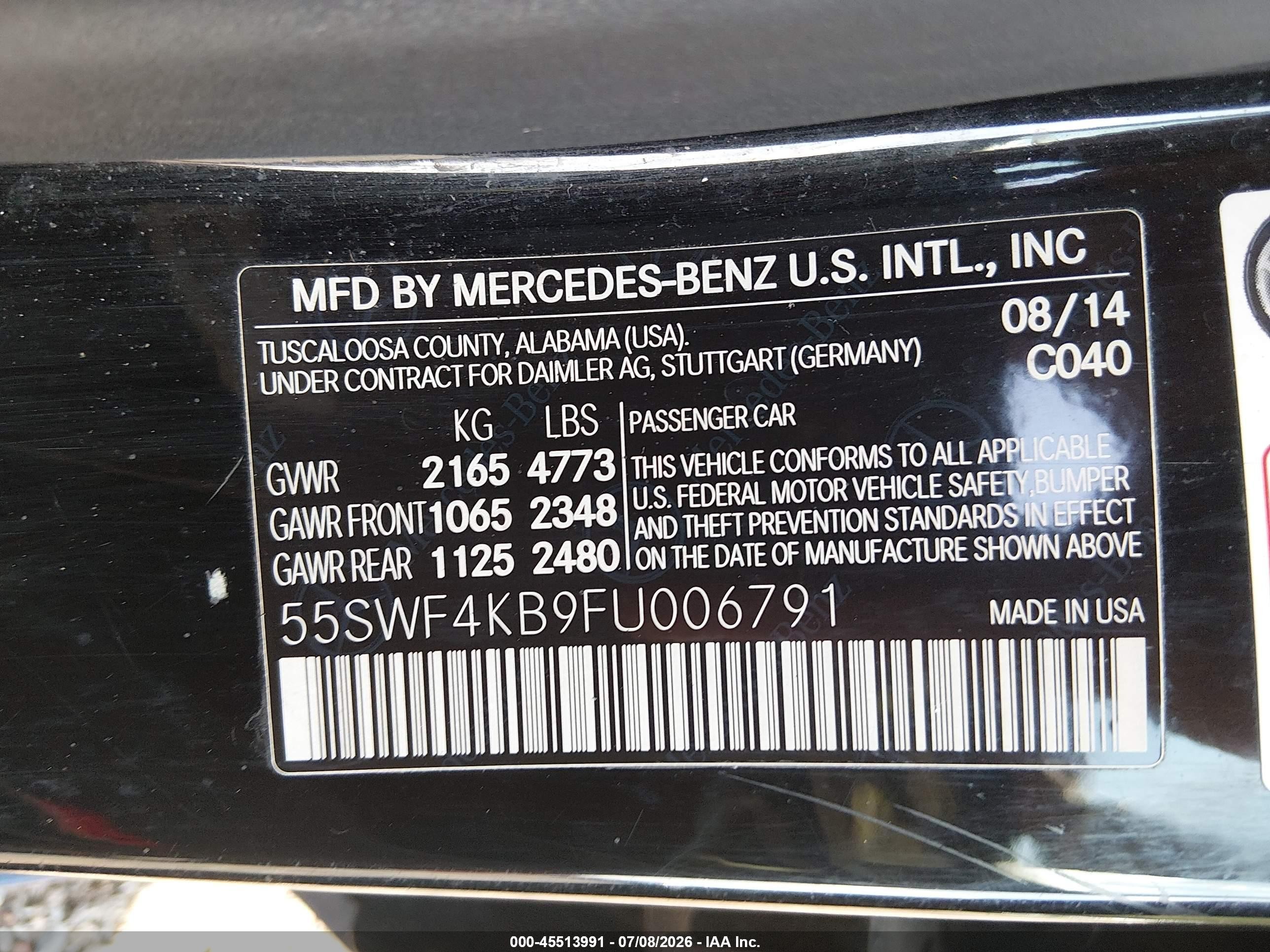 2015 Mercedes-benz C 300 Sport 4matic Blue vin: 55SWF4KB9FU006791