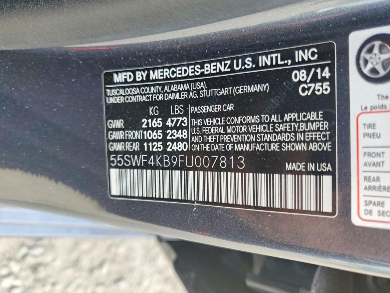 2015 Mercedes-benz C 300 4matic Угольный vin: 55SWF4KB9FU007813