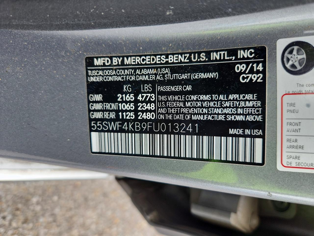 2015 Mercedes-benz C 300 4matic Gray vin: 55SWF4KB9FU013241