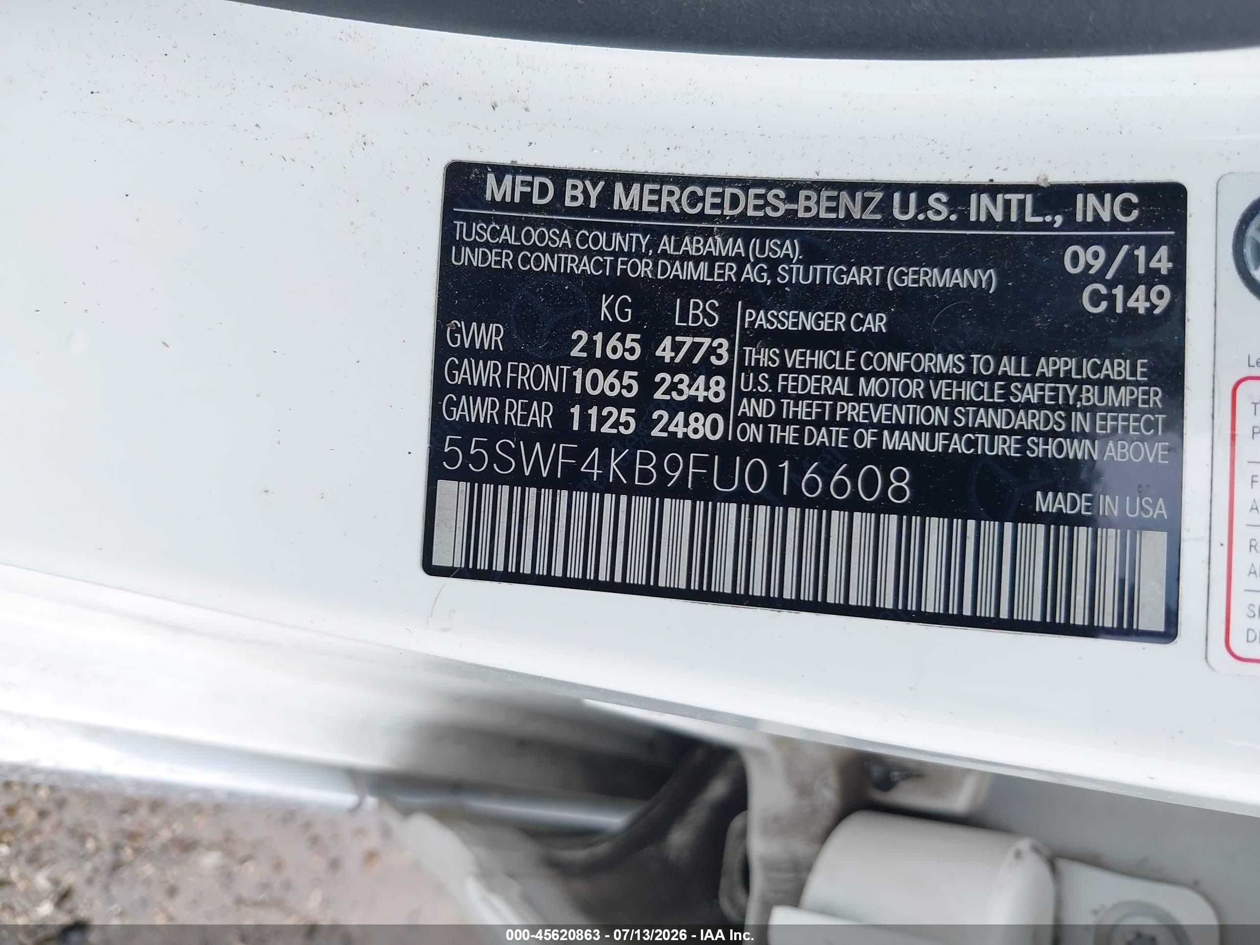 2015 Mercedes-benz C 300 4matic White vin: 55SWF4KB9FU016608