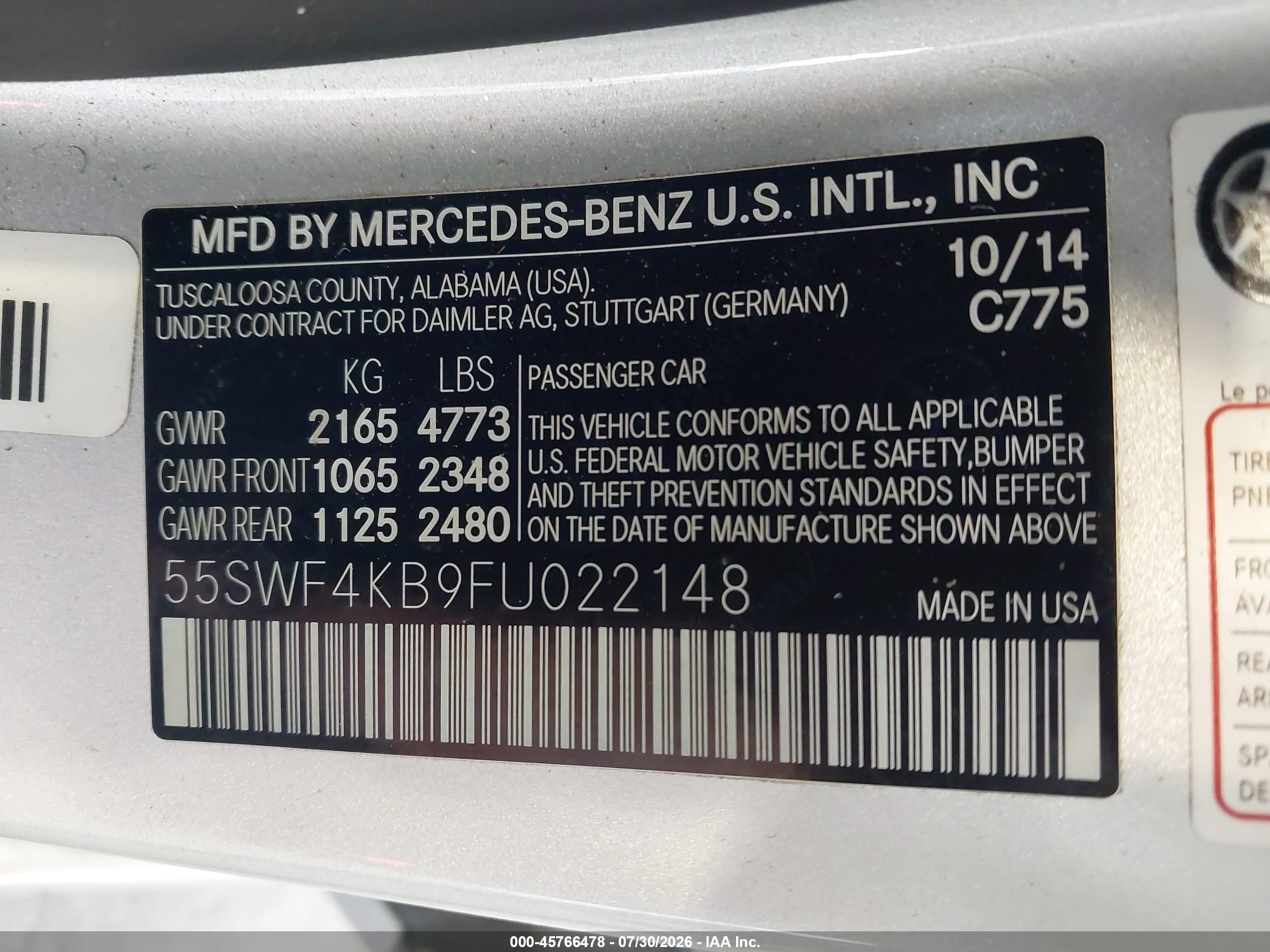 2015 Mercedes-benz C 300 4matic Silver vin: 55SWF4KB9FU022148