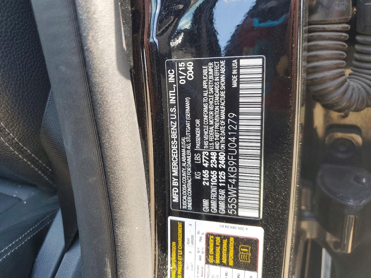 2015 Mercedes-benz C 300 4matic Black vin: 55SWF4KB9FU041279