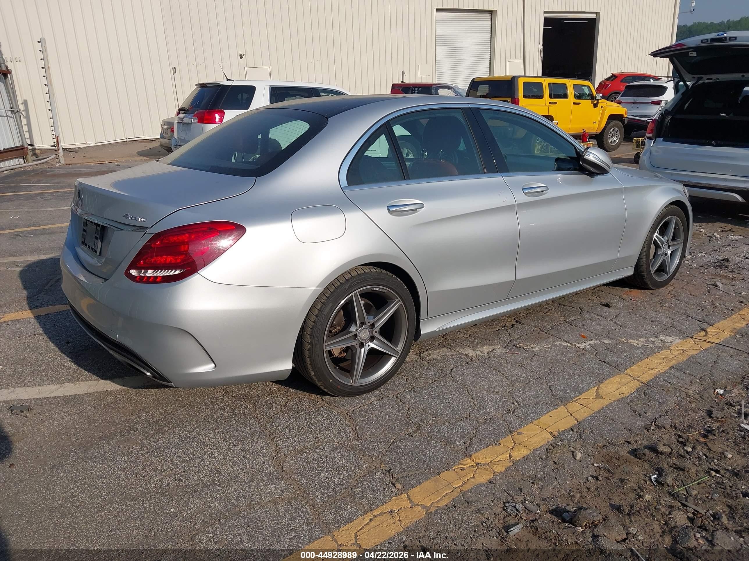 2015 Mercedes-benz C 300 Sport 4matic Silver vin: 55SWF4KB9FU058275