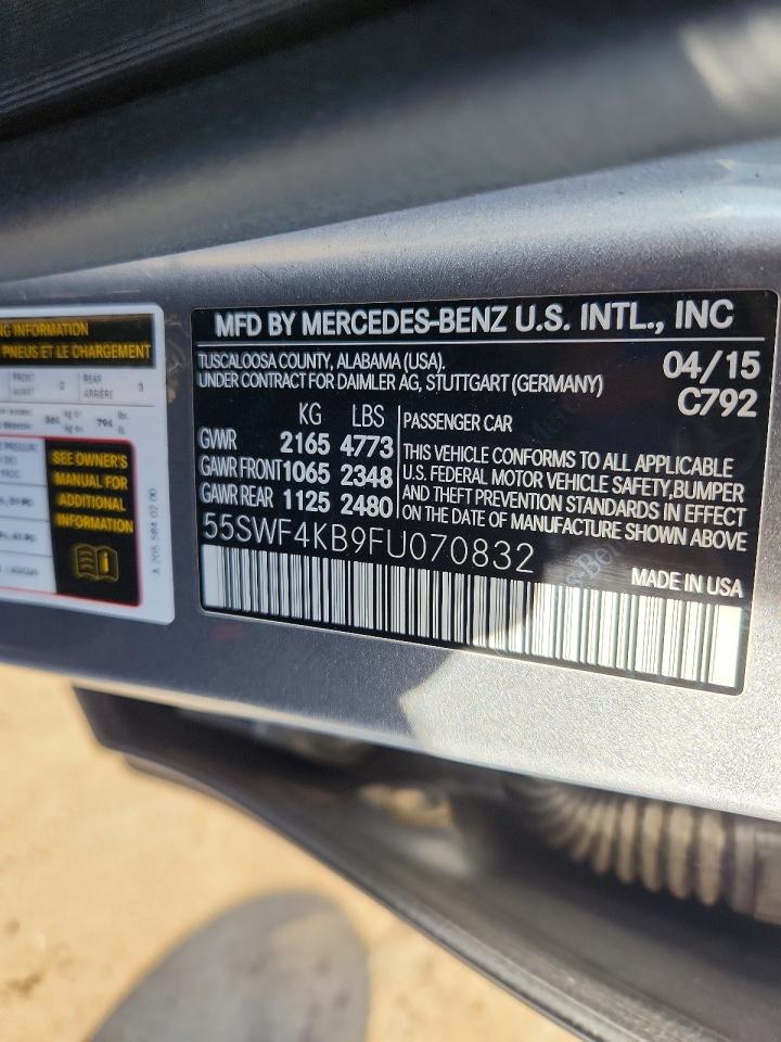 2015 Mercedes-benz C 300 4matic Silver vin: 55SWF4KB9FU070832