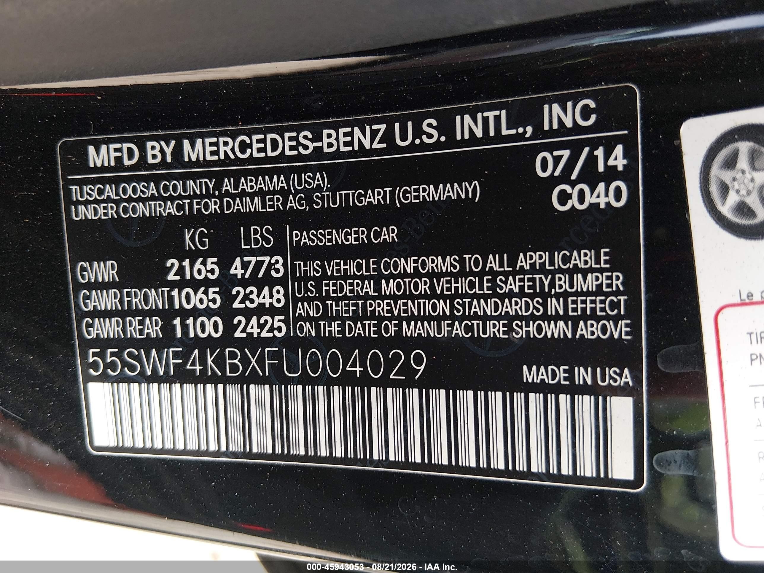 2015 Mercedes-benz C 300 Sport 4matic Black vin: 55SWF4KBXFU004029