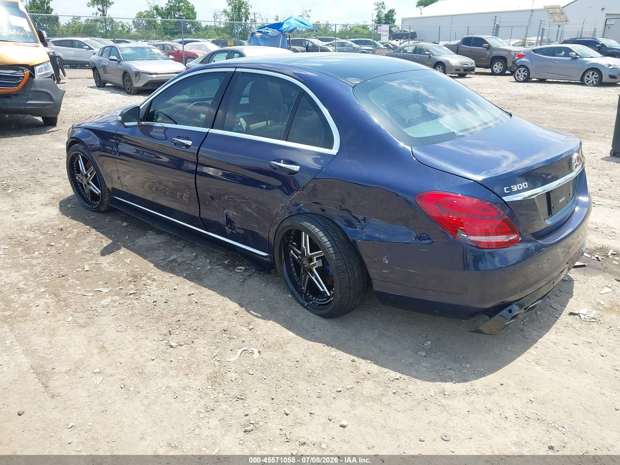 2015 Mercedes-benz C 300 4matic Blue vin: 55SWF4KBXFU008694