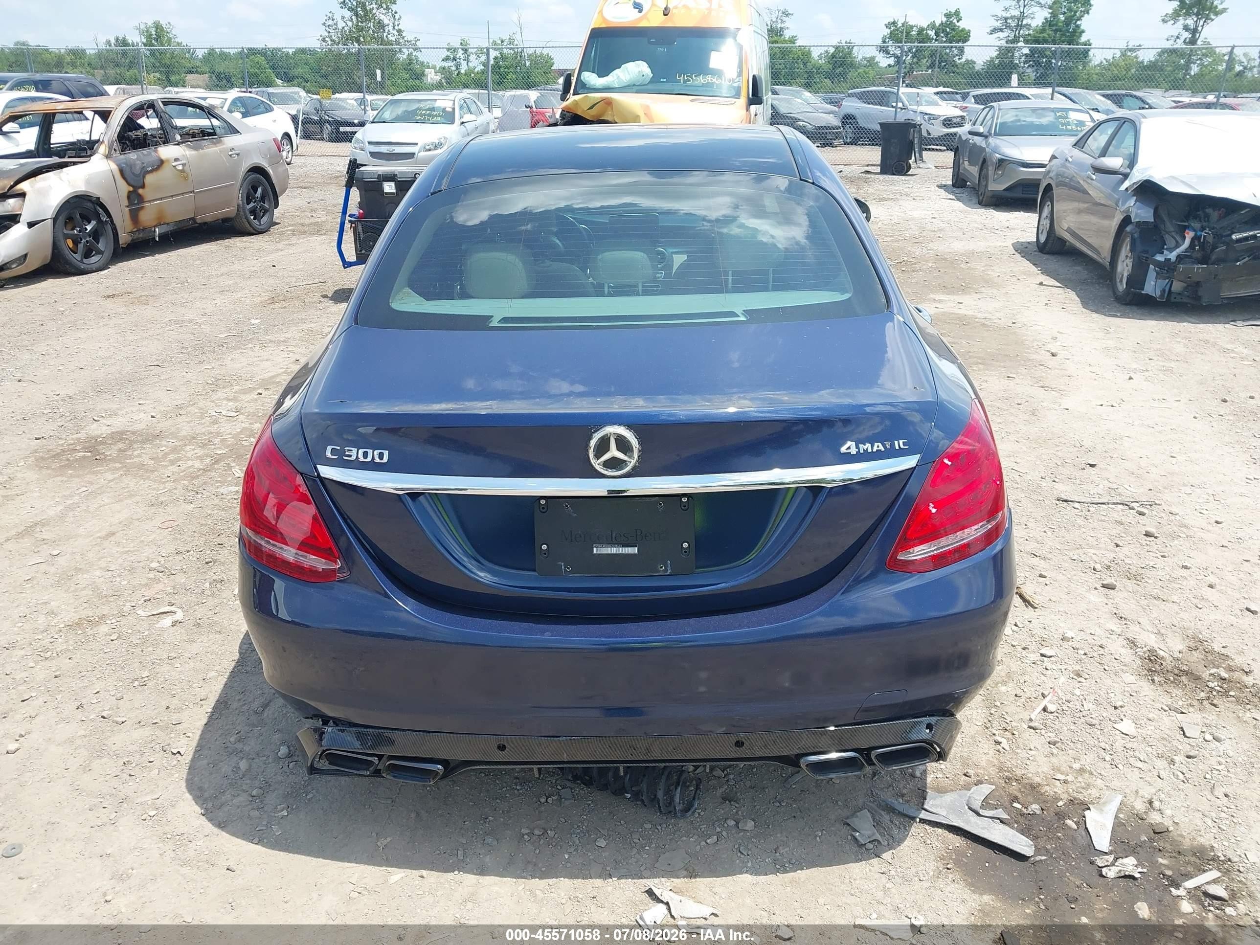 2015 Mercedes-benz C 300 4matic Blue vin: 55SWF4KBXFU008694