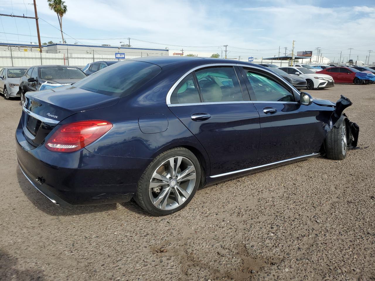 2015 Mercedes-benz C 300 4matic Blue vin: 55SWF4KBXFU022319 Damage: Rear Bumper/Cover, Scraped, > 12 Inches