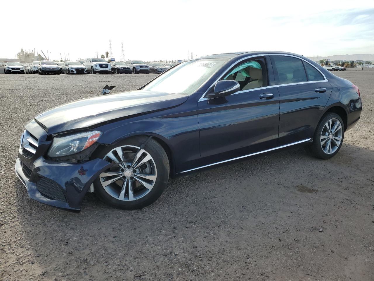 2015 Mercedes-benz C 300 4matic Blue vin: 55SWF4KBXFU022319 Damage: Left Front Fender, Heavy Scratch, 4 To 5 Inches