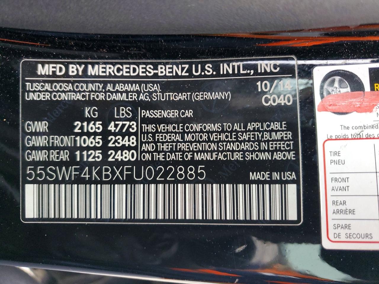 2015 Mercedes-benz C 300 4matic Black vin: 55SWF4KBXFU022885