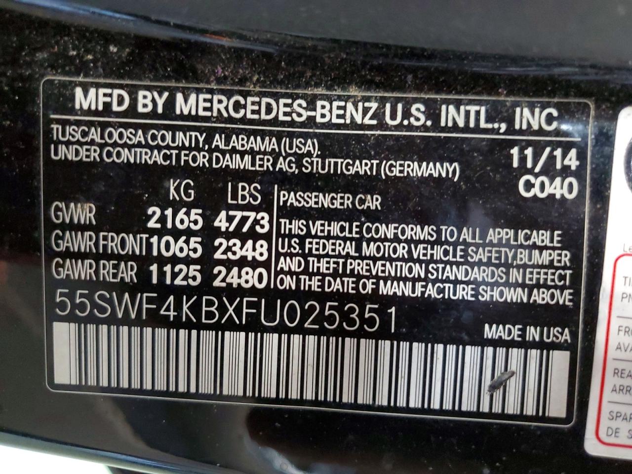2015 Mercedes-benz C 300 4matic Black vin: 55SWF4KBXFU025351