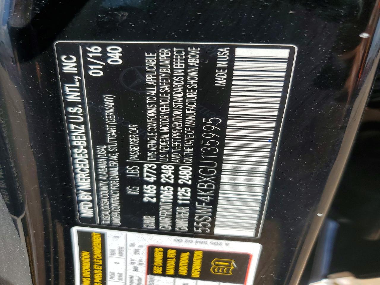 2016 Mercedes-benz C 300 4matic Black vin: 55SWF4KBXGU135995