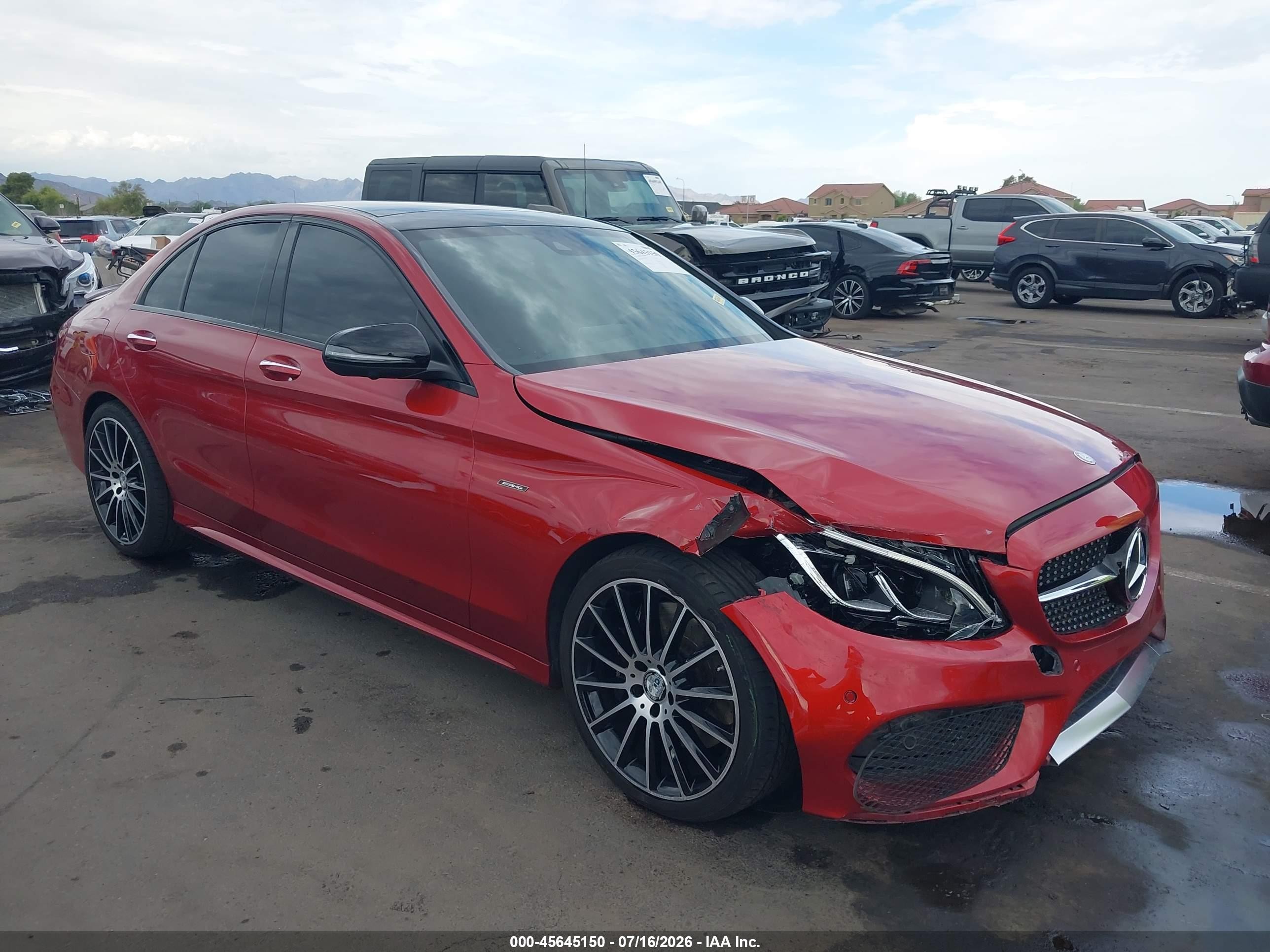 2016 Mercedes-benz C 450 Amg 4matic Красный vin: 55SWF6EB3GU130208