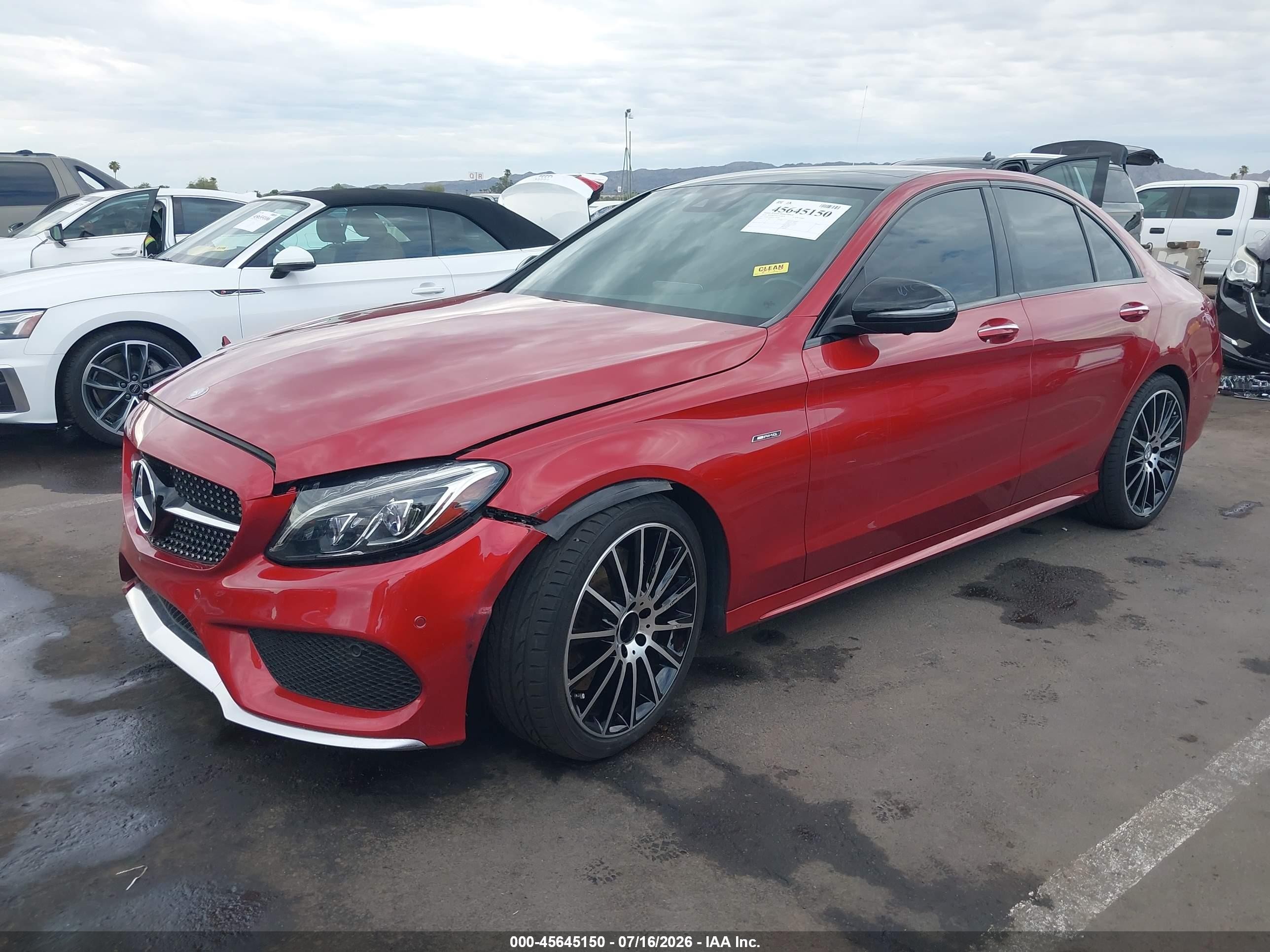 2016 Mercedes-benz C 450 Amg 4matic Красный vin: 55SWF6EB3GU130208