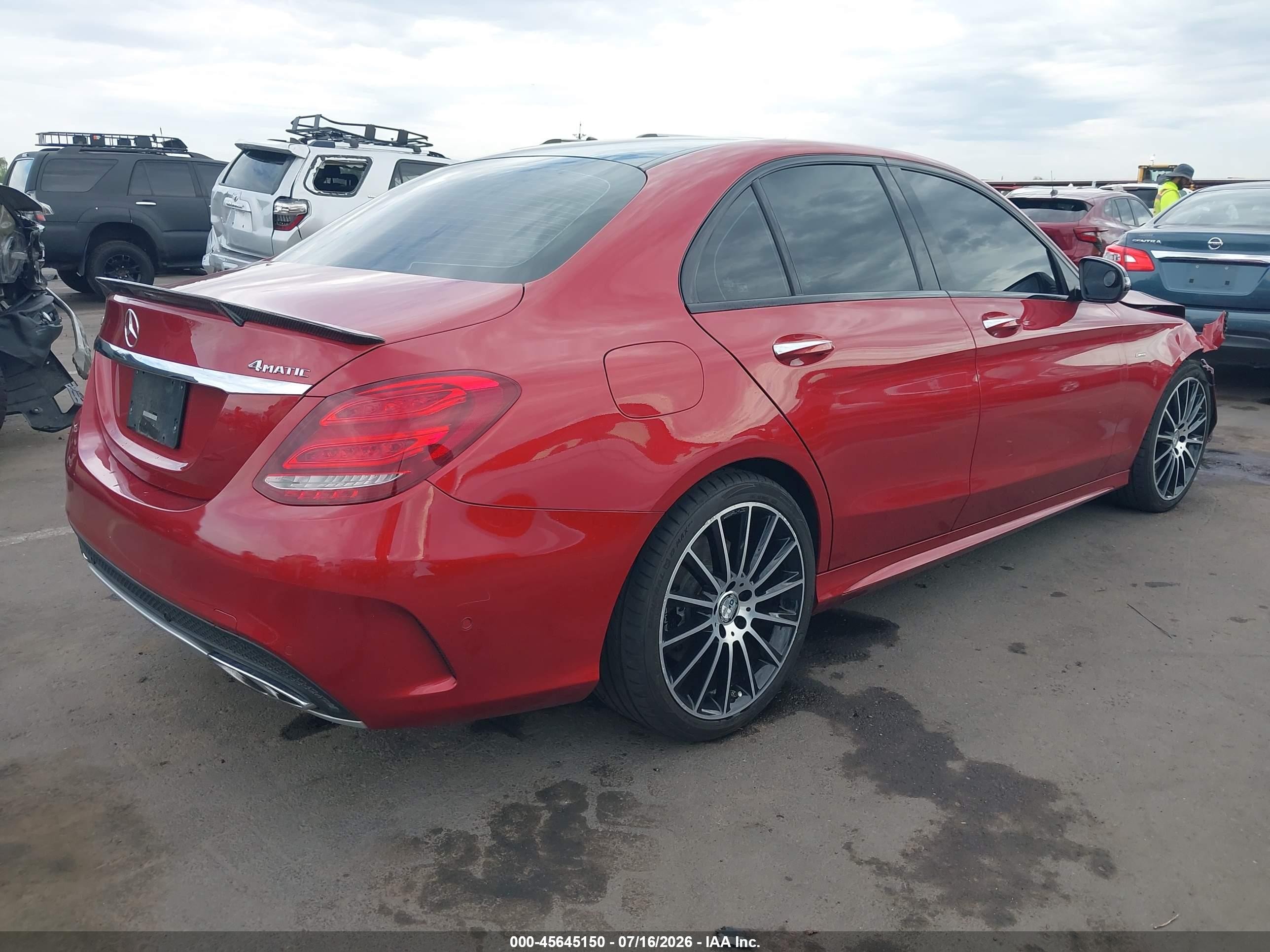 2016 Mercedes-benz C 450 Amg 4matic Красный vin: 55SWF6EB3GU130208