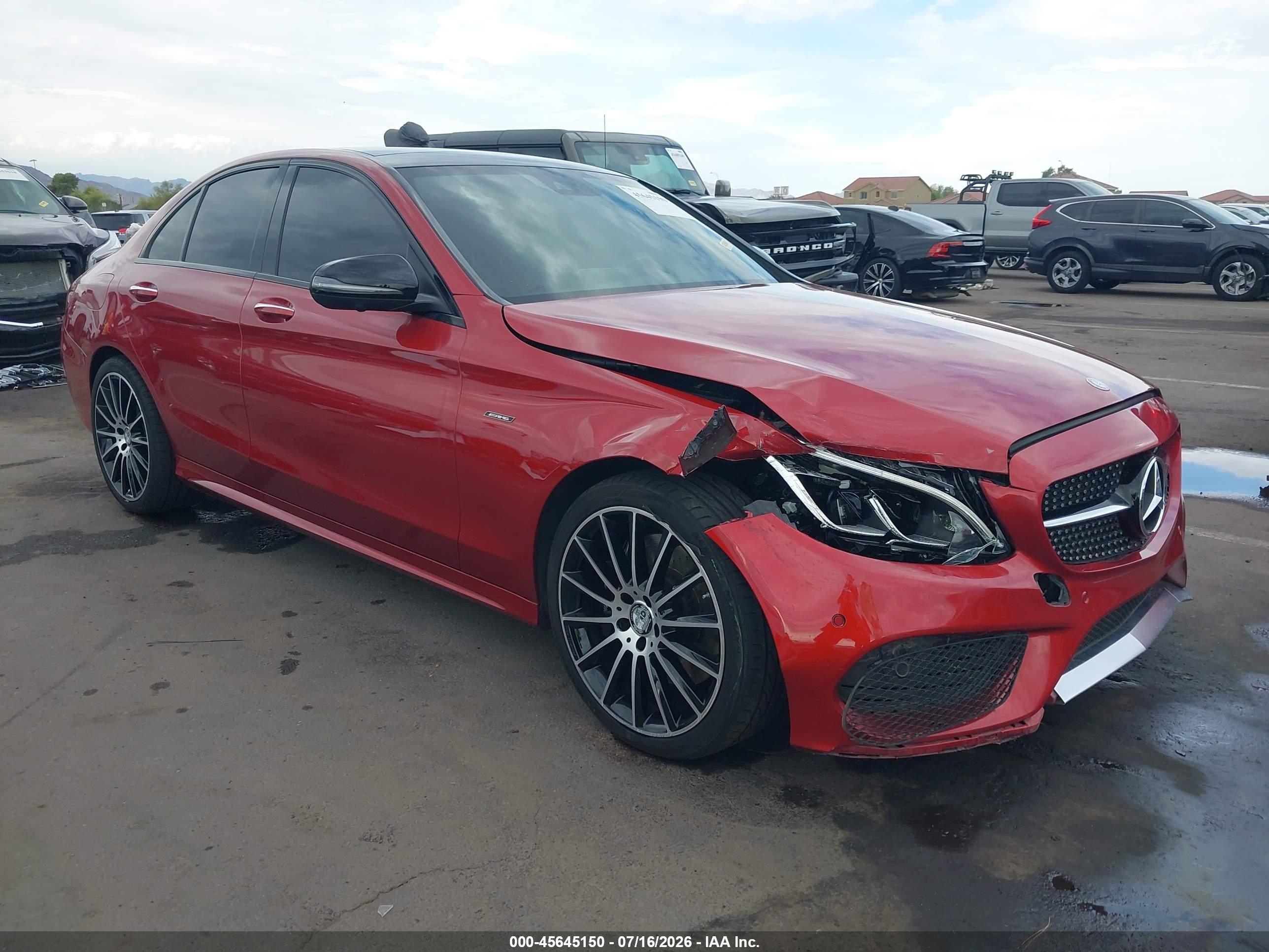 2016 Mercedes-benz C 450 Amg 4matic Красный vin: 55SWF6EB3GU130208