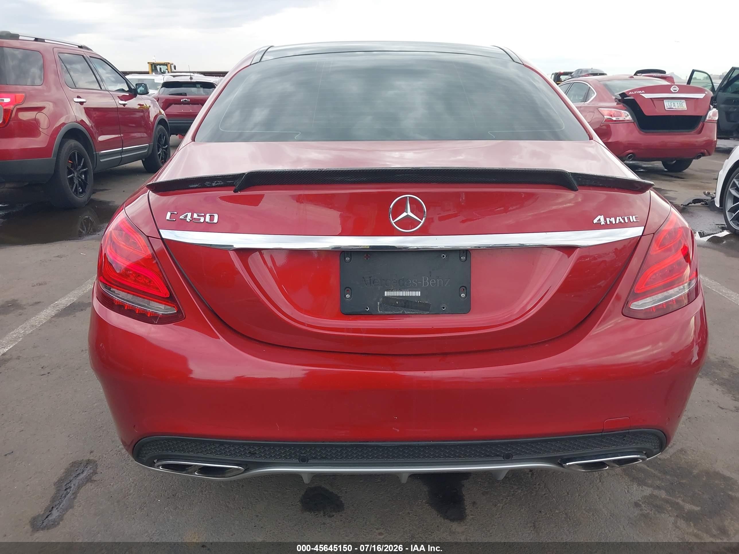 2016 Mercedes-benz C 450 Amg 4matic Красный vin: 55SWF6EB3GU130208