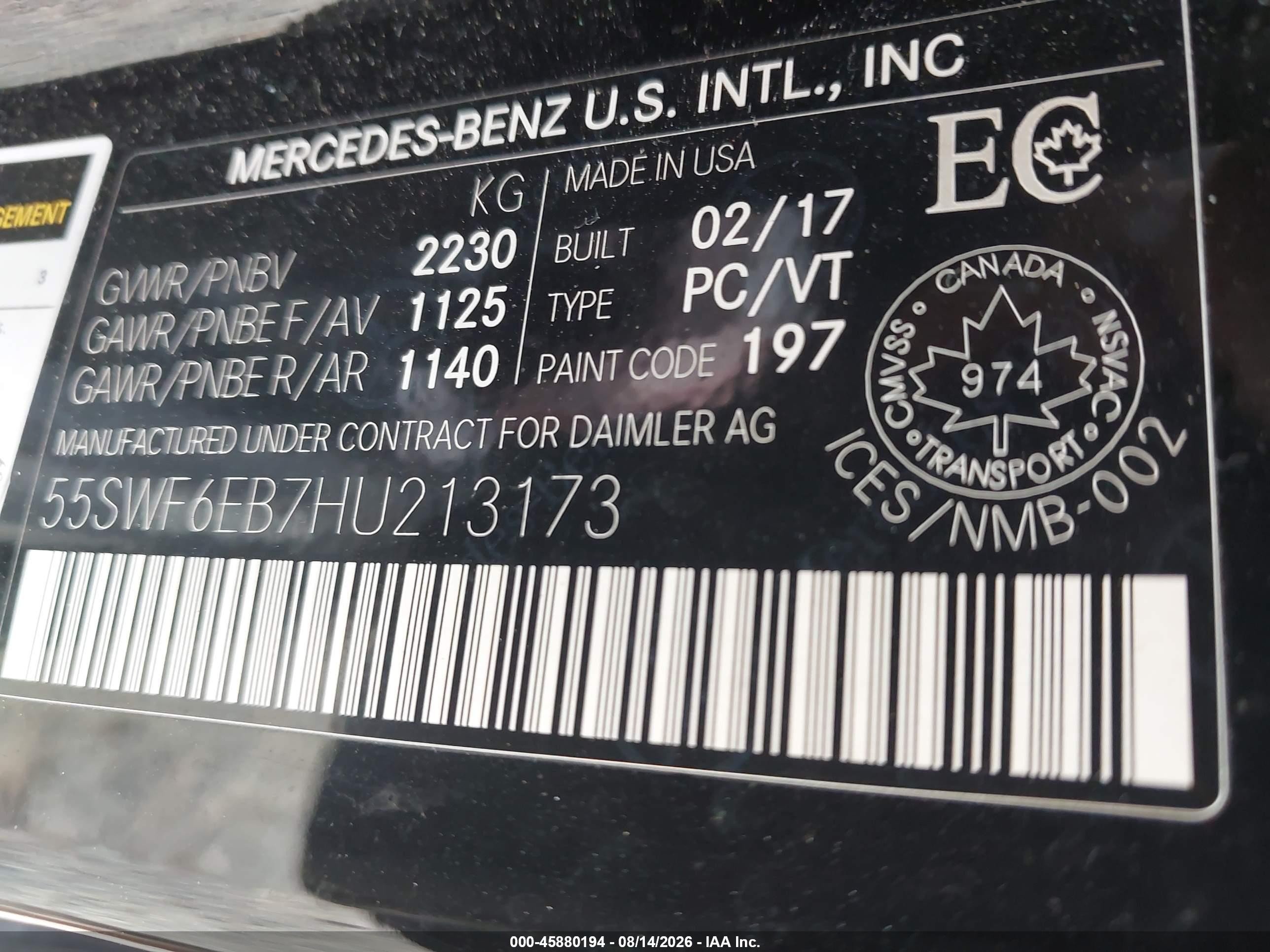 2017 Mercedes-benz Amg C 43 4matic Black vin: 55SWF6EB7HU213173