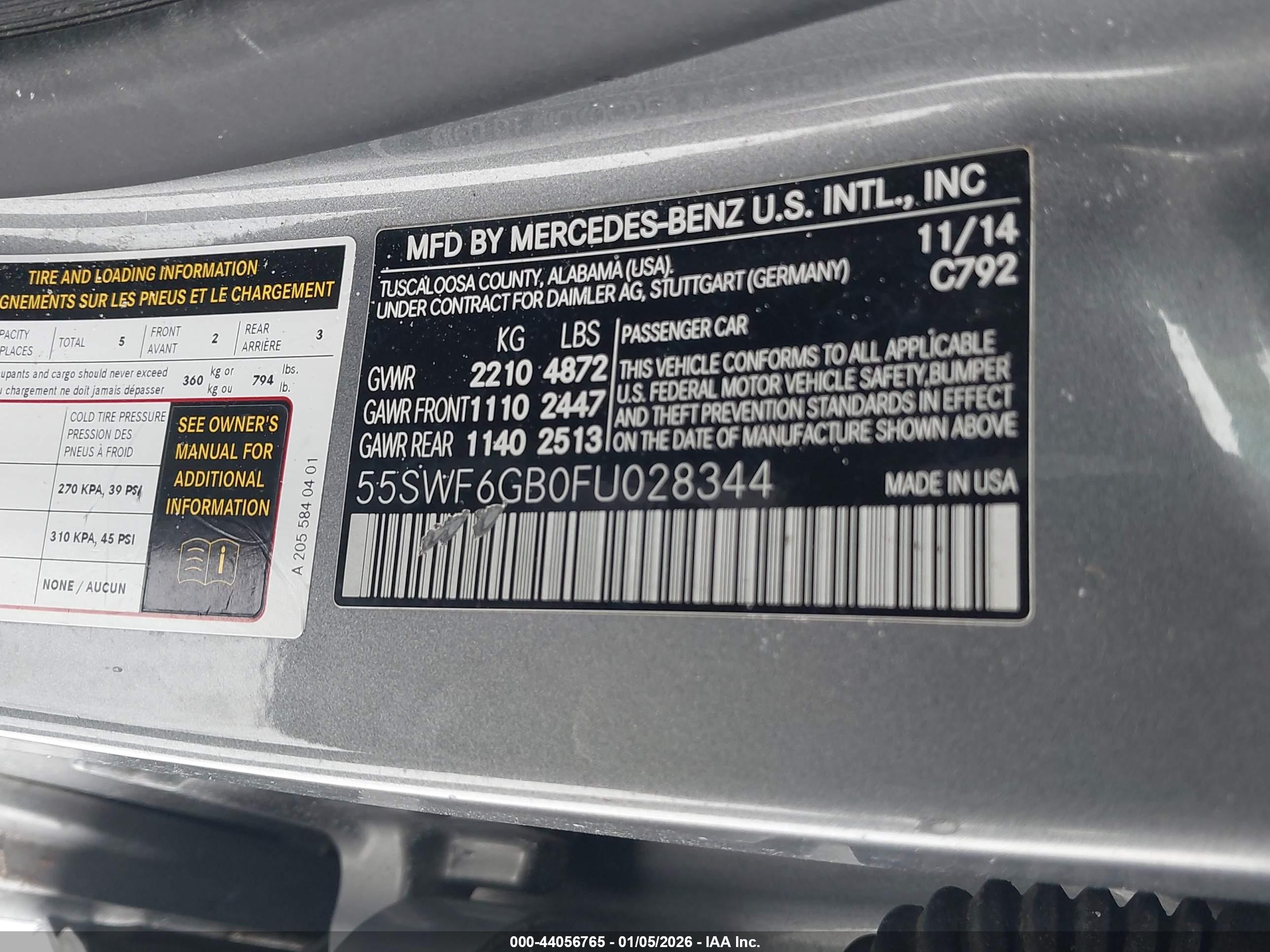 2015 Mercedes-benz C 400 4matic Gray vin: 55SWF6GB0FU028344