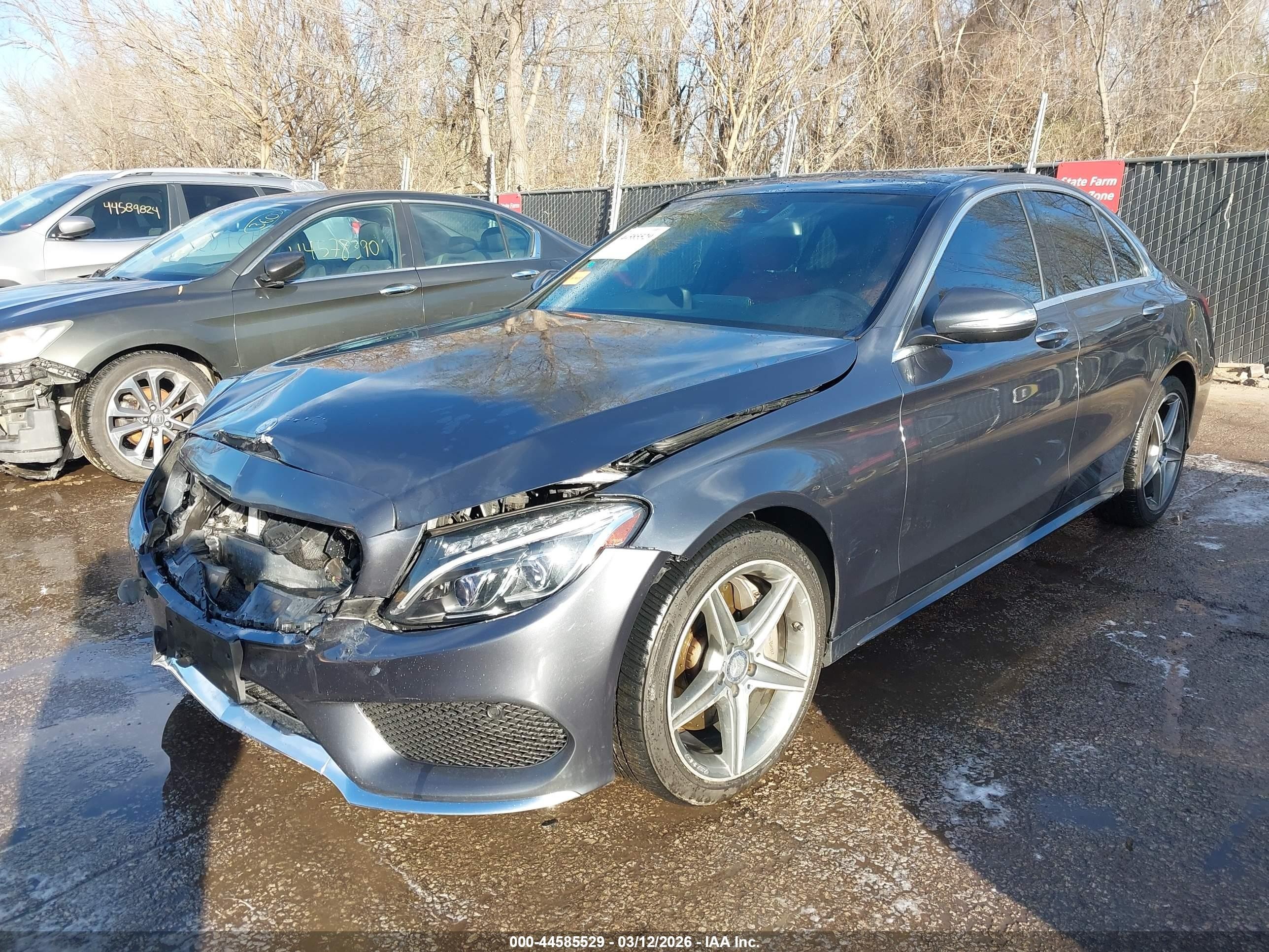 2015 Mercedes-benz C 400 4matic Gray vin: 55SWF6GB0FU042440