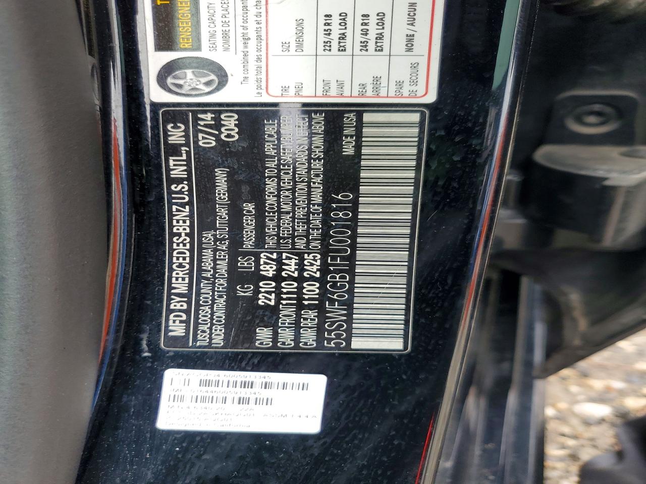 2015 Mercedes-benz C 400 4matic Black vin: 55SWF6GB1FU001816