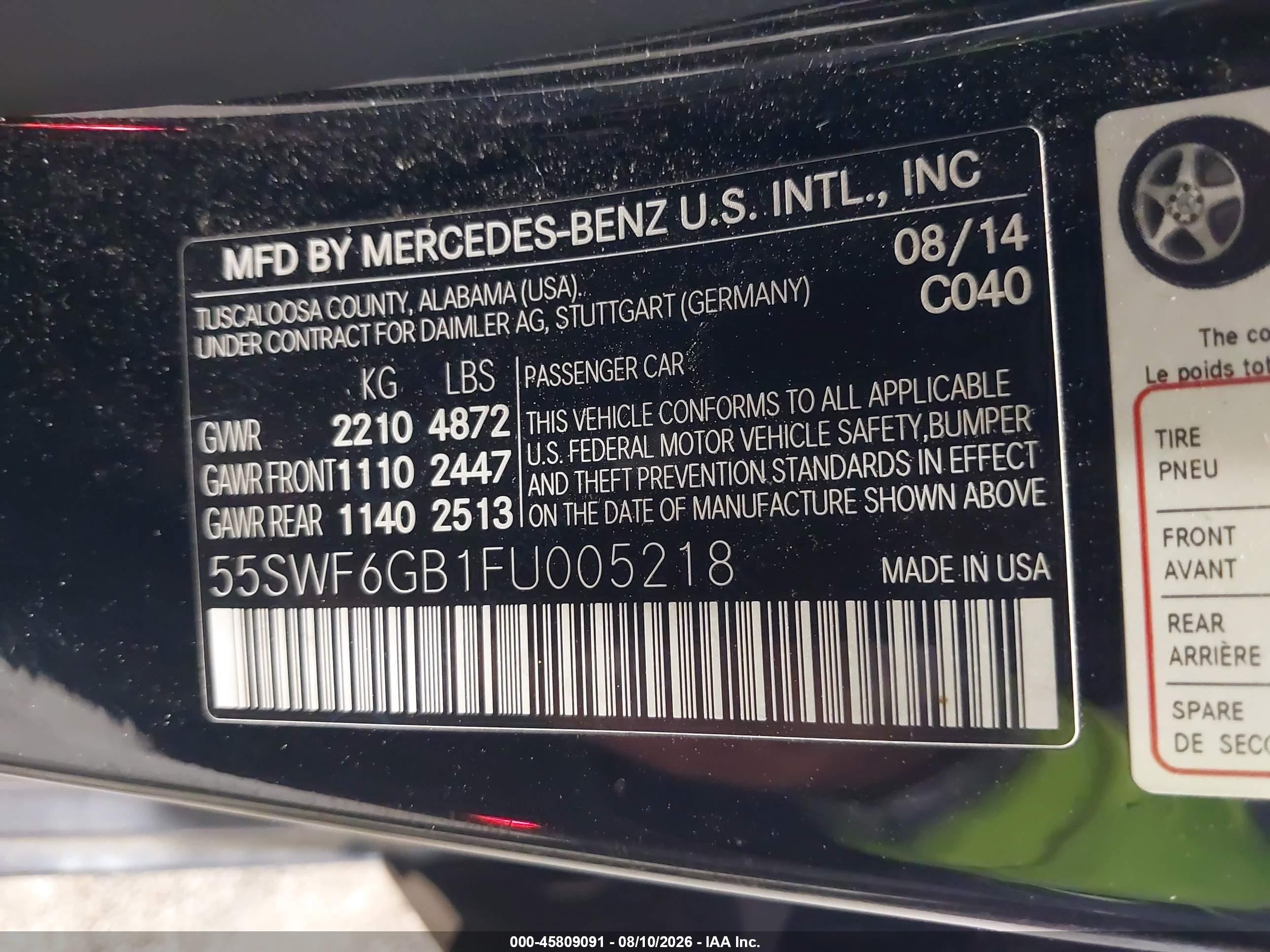 2015 Mercedes-benz C 400 4matic Black vin: 55SWF6GB1FU005218