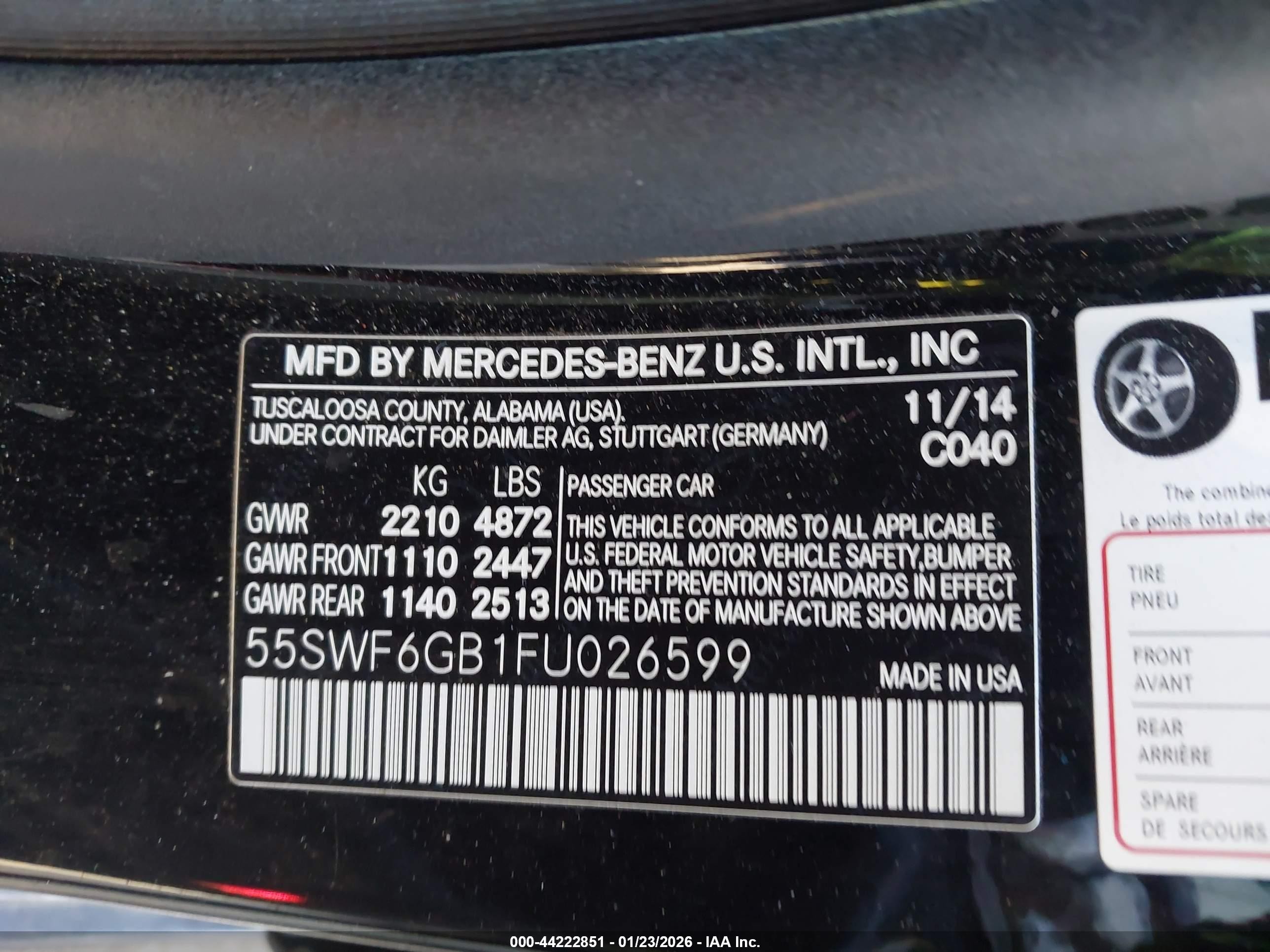 2015 Mercedes-benz C 400 4matic Черный vin: 55SWF6GB1FU026599