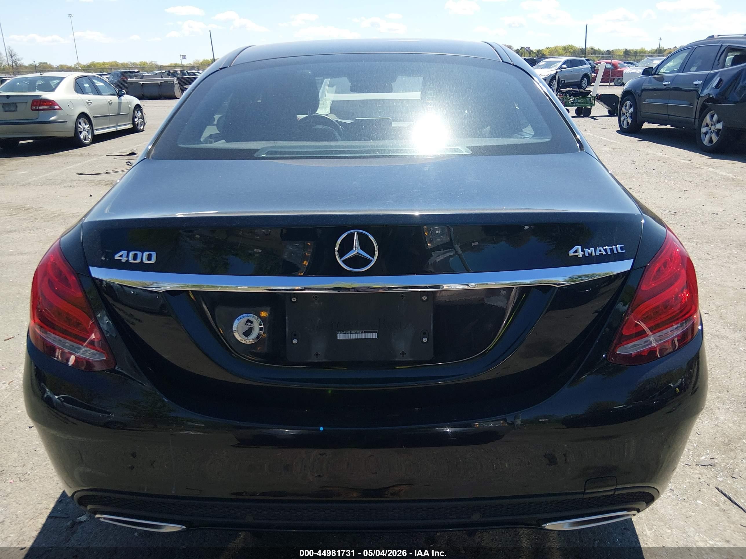 2015 Mercedes-benz C 400 4matic Black vin: 55SWF6GB1FU030913