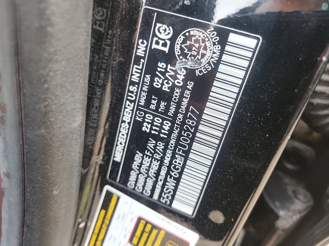 2015 Mercedes-benz C 400 4matic Black vin: 55SWF6GB1FU052877