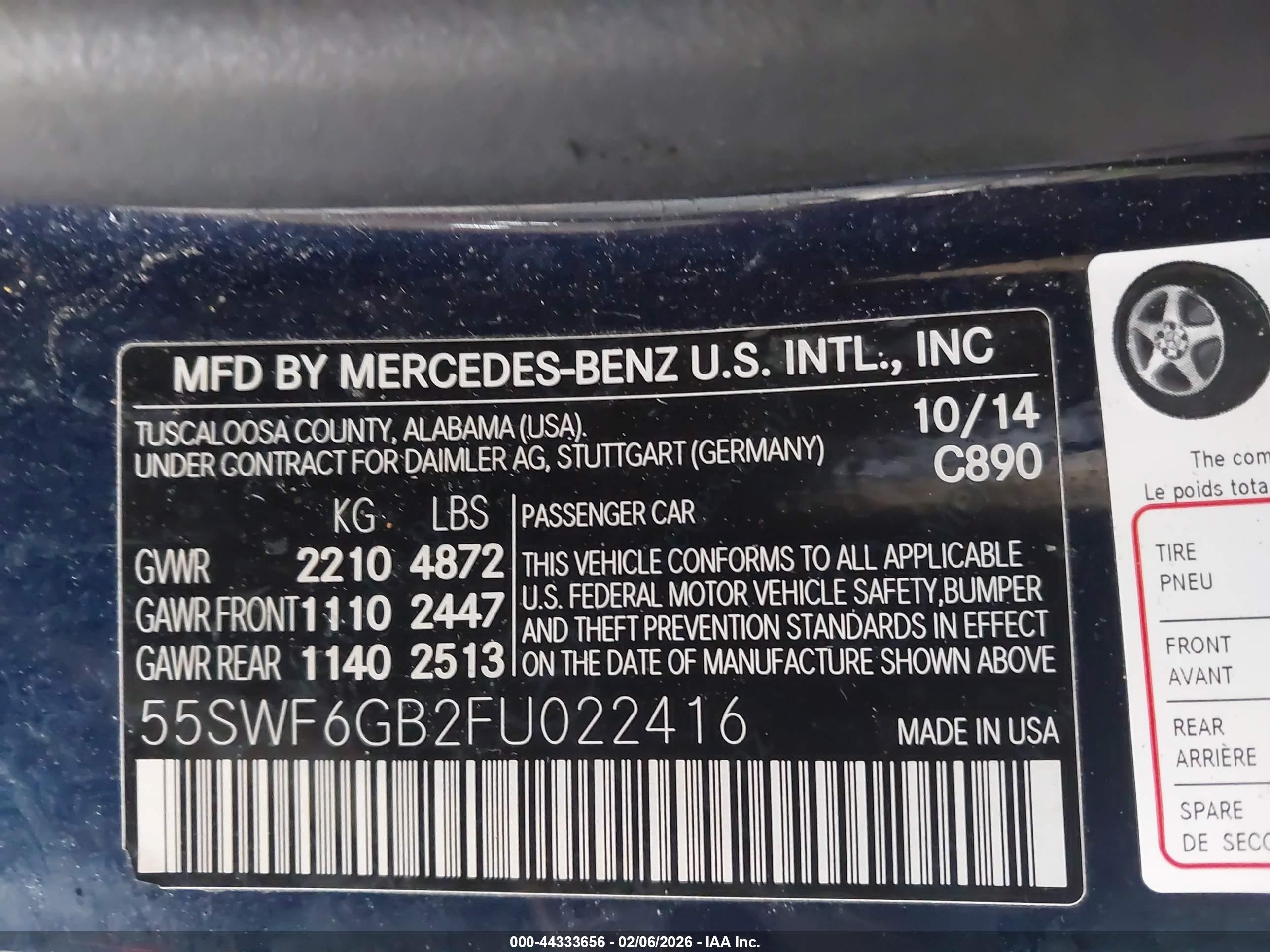 2015 Mercedes-benz C 400 4matic Blue vin: 55SWF6GB2FU022416