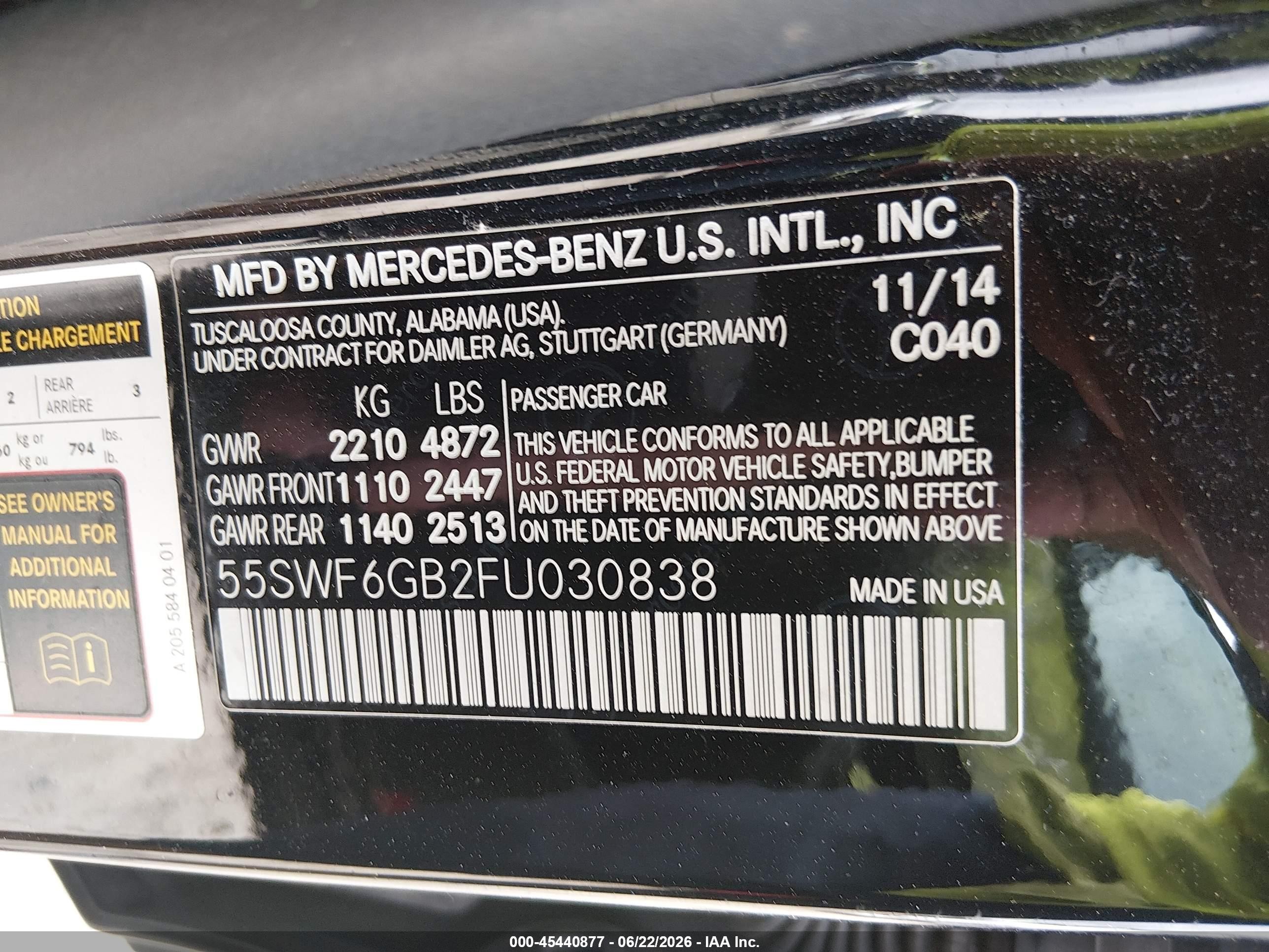 2015 Mercedes-benz C 400 4matic Black vin: 55SWF6GB2FU030838