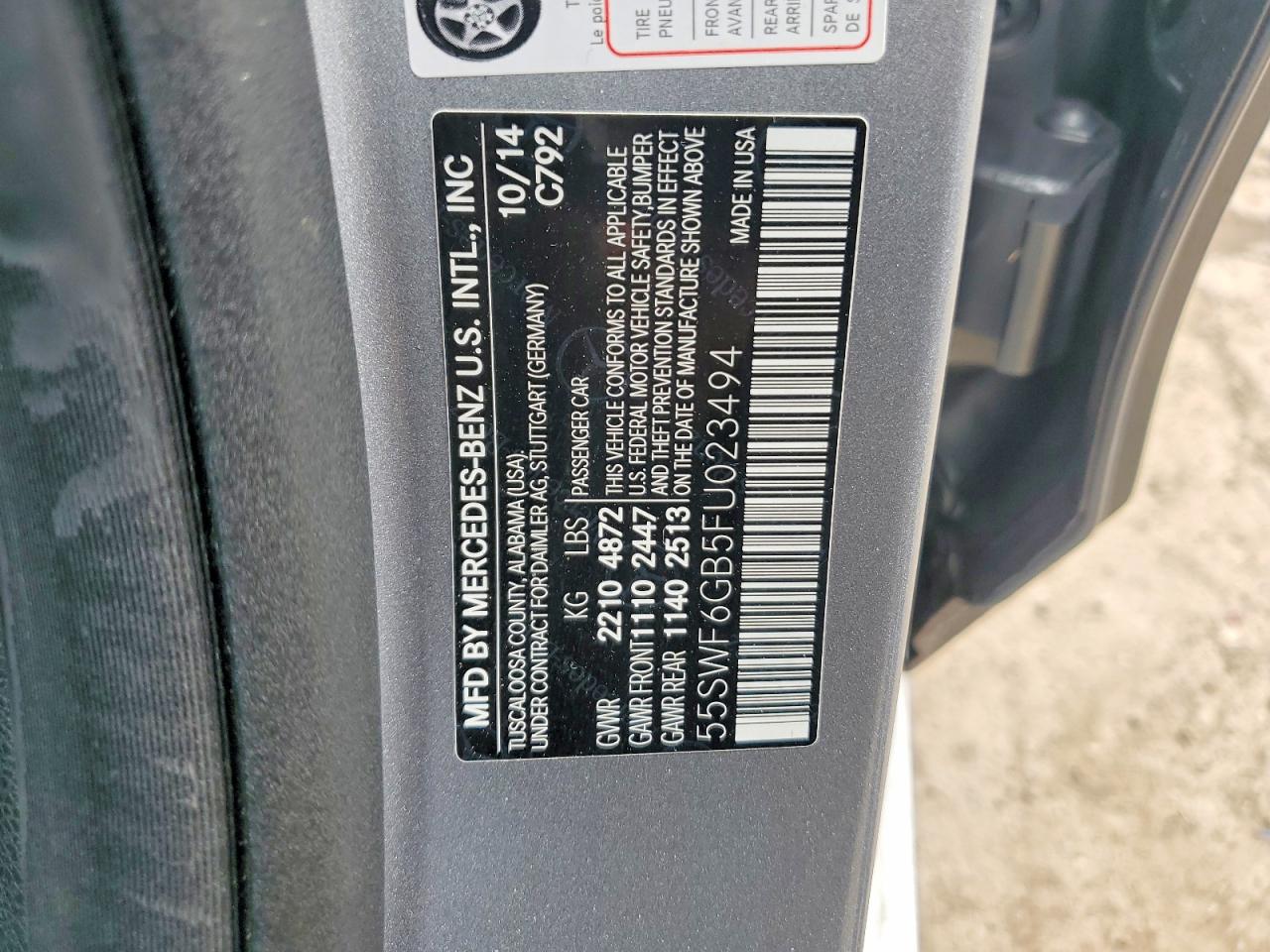 2015 Mercedes-benz C 400 4matic Серебряный vin: 55SWF6GB5FU023494
