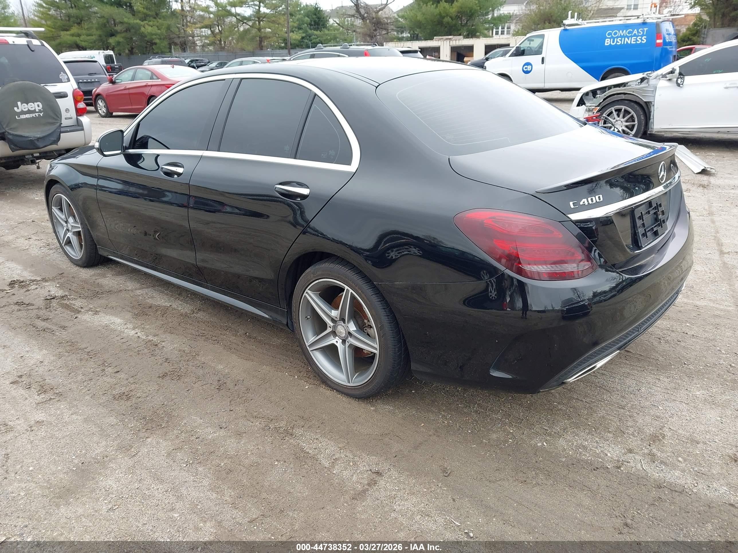 2015 Mercedes-benz C 400 4matic Black vin: 55SWF6GB5FU033233