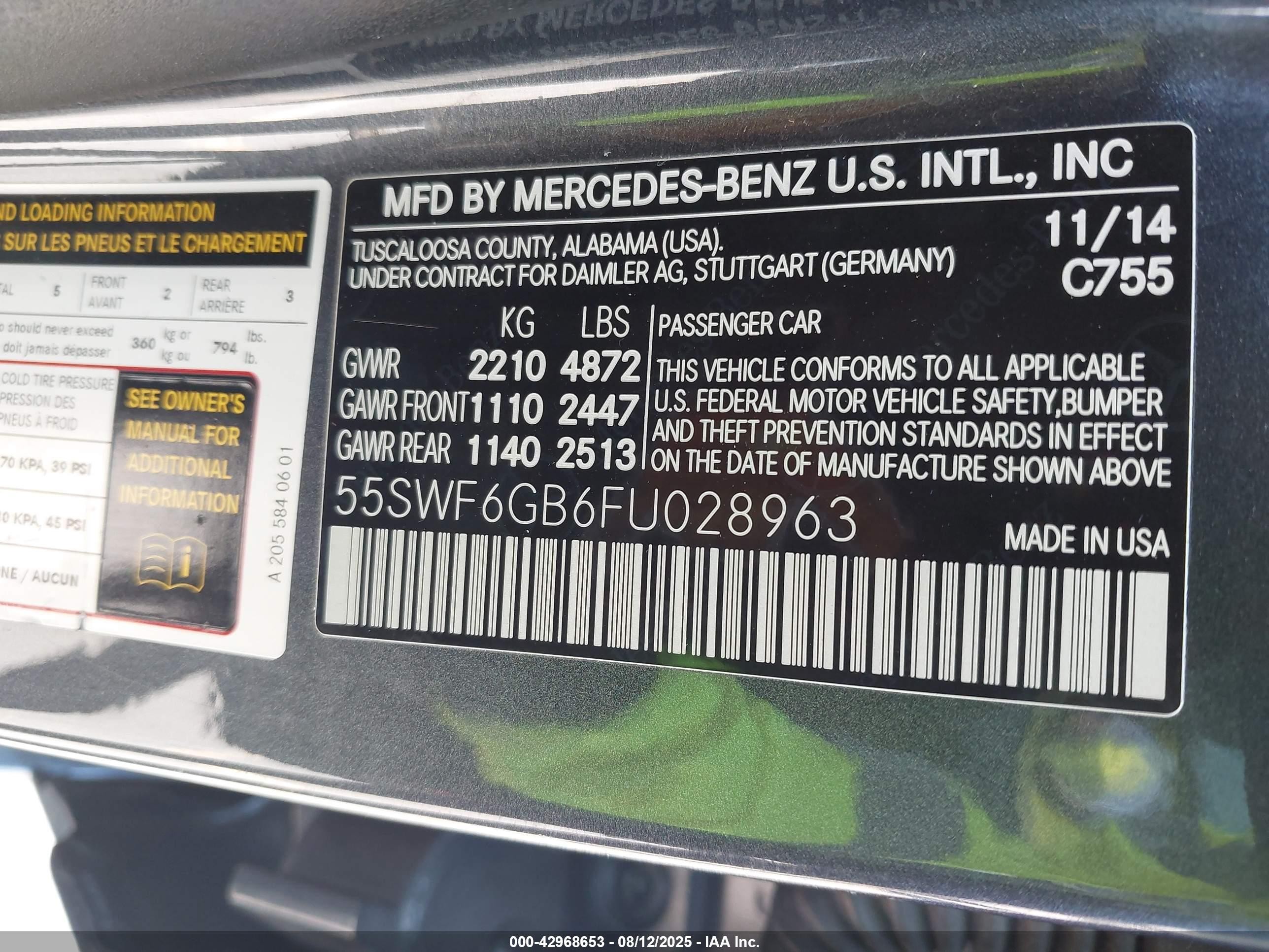 2015 Mercedes-benz C 400 4matic Light Blue vin: 55SWF6GB6FU028963