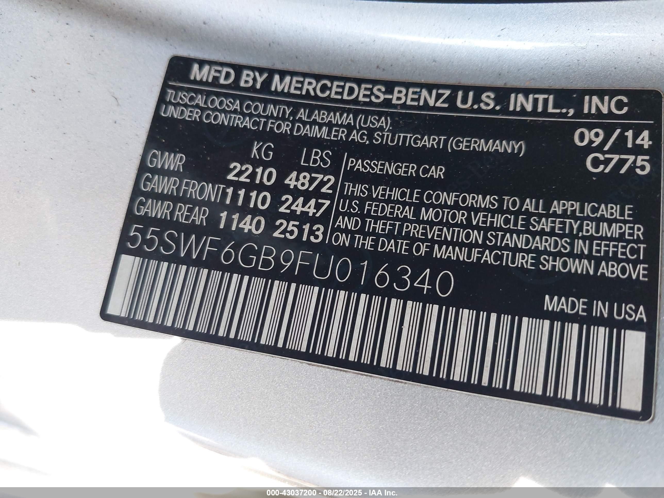 2015 Mercedes-benz C 400 4matic Silver vin: 55SWF6GB9FU016340