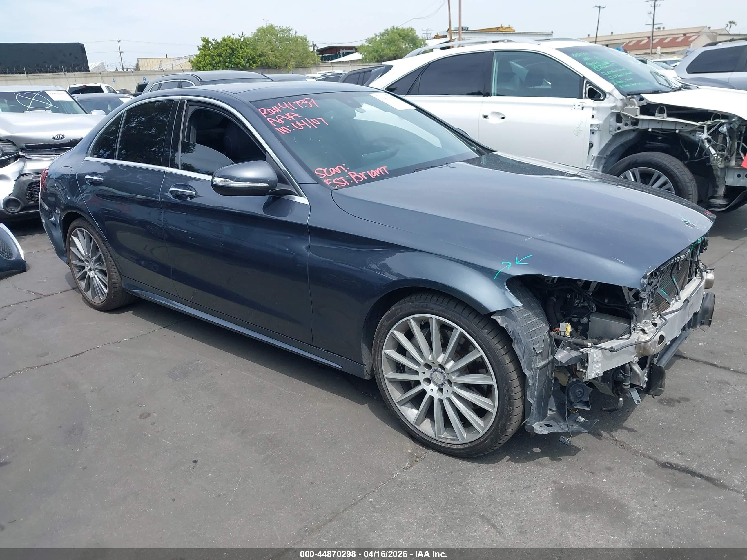 2015 Mercedes-benz C 400 4matic Gray vin: 55SWF6GBXFU020929