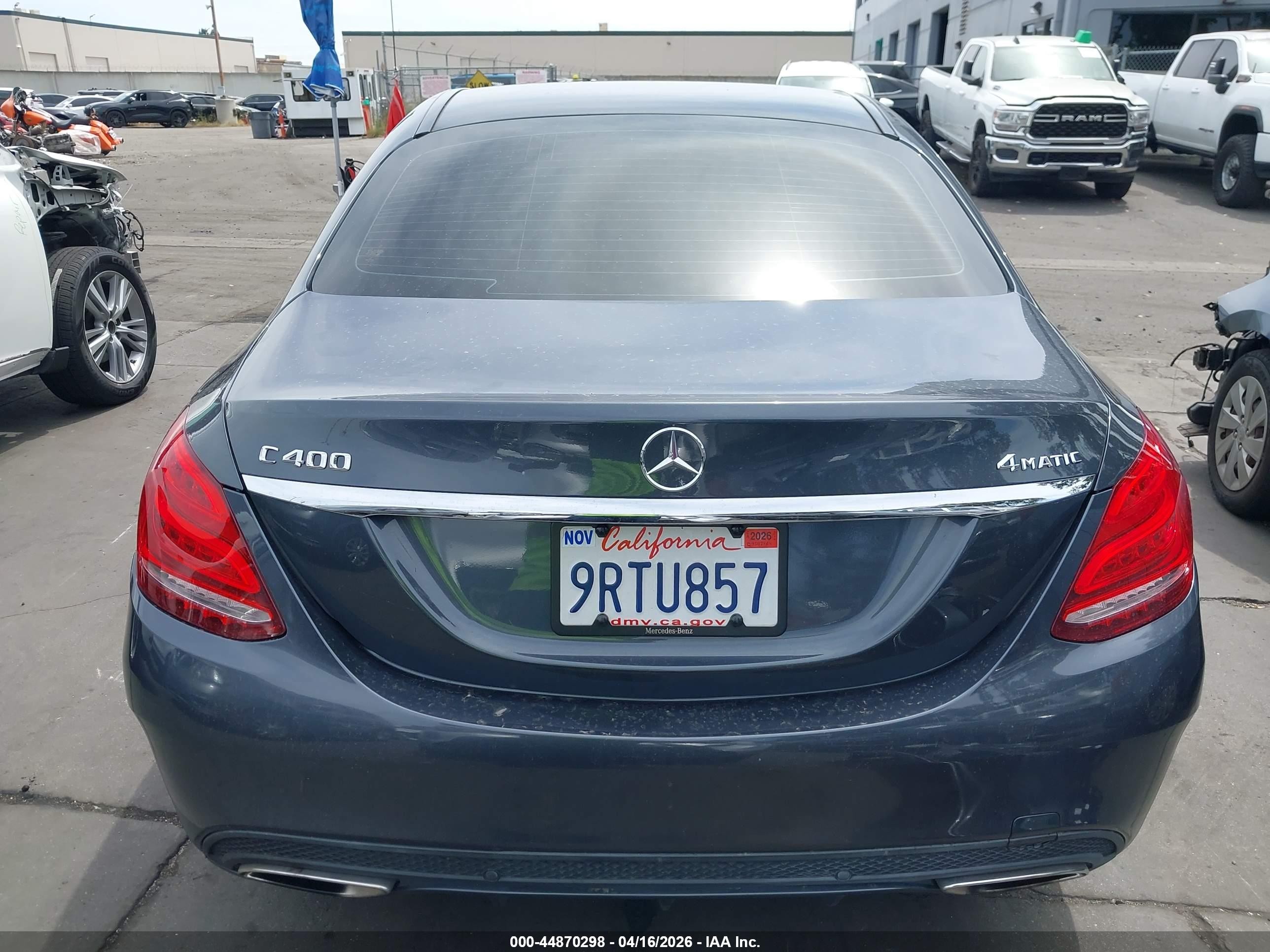 2015 Mercedes-benz C 400 4matic Gray vin: 55SWF6GBXFU020929