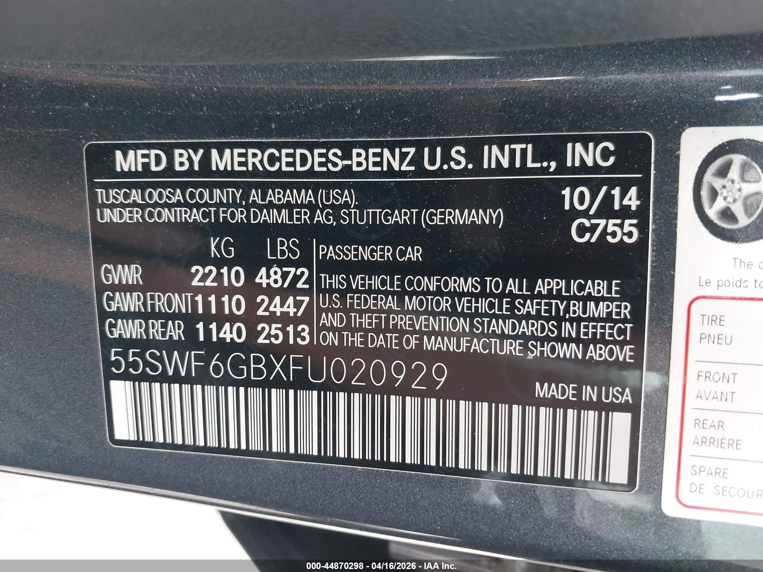 2015 Mercedes-benz C 400 4matic Gray vin: 55SWF6GBXFU020929