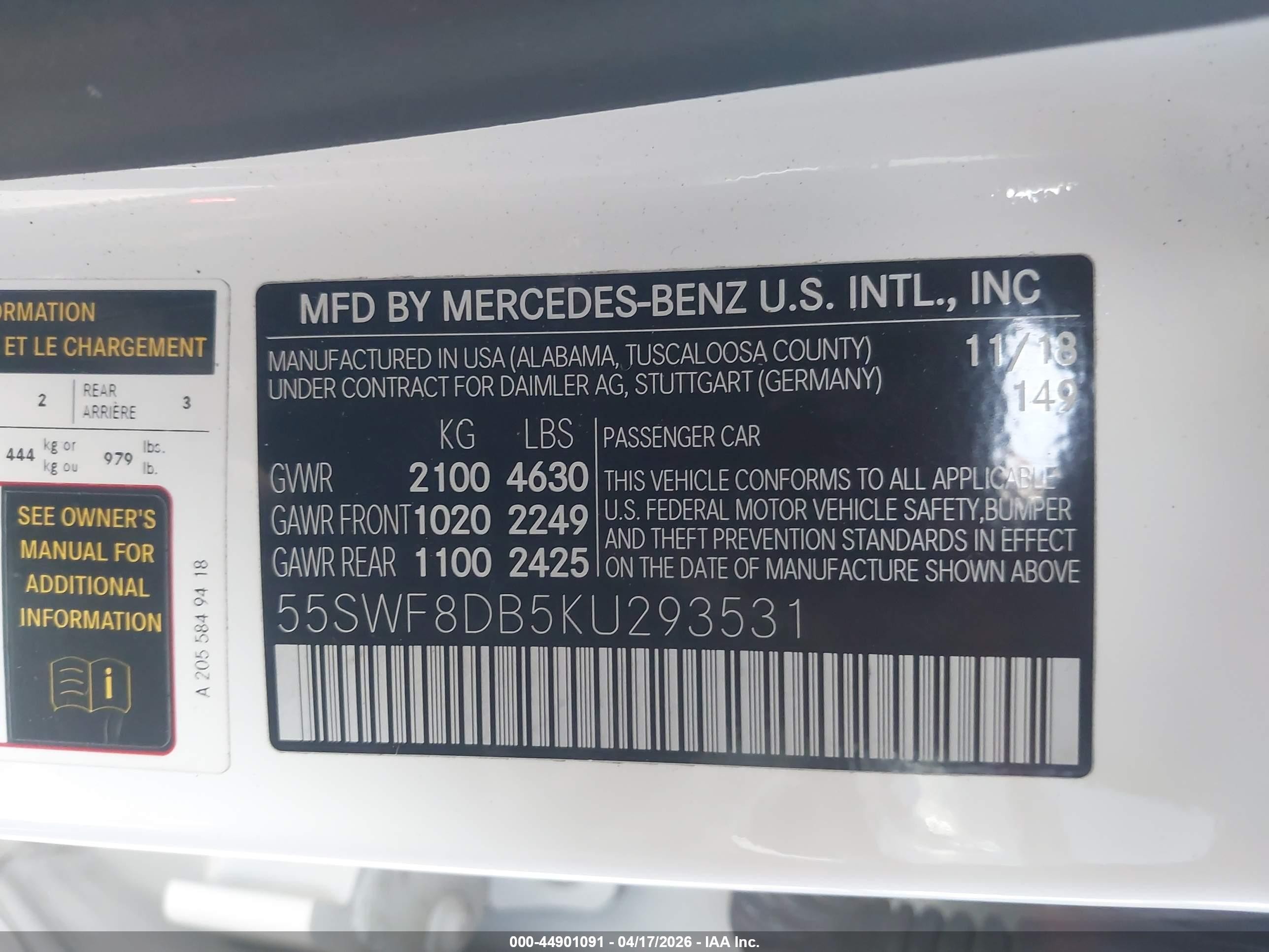 2019 Mercedes-benz C 300   White vin: 55SWF8DB5KU293531