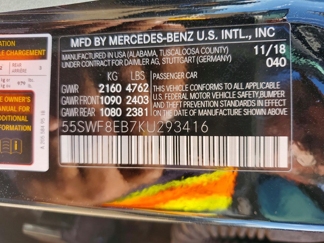 2019 Mercedes-benz C 300 4matic Черный vin: 55SWF8EB7KU293416