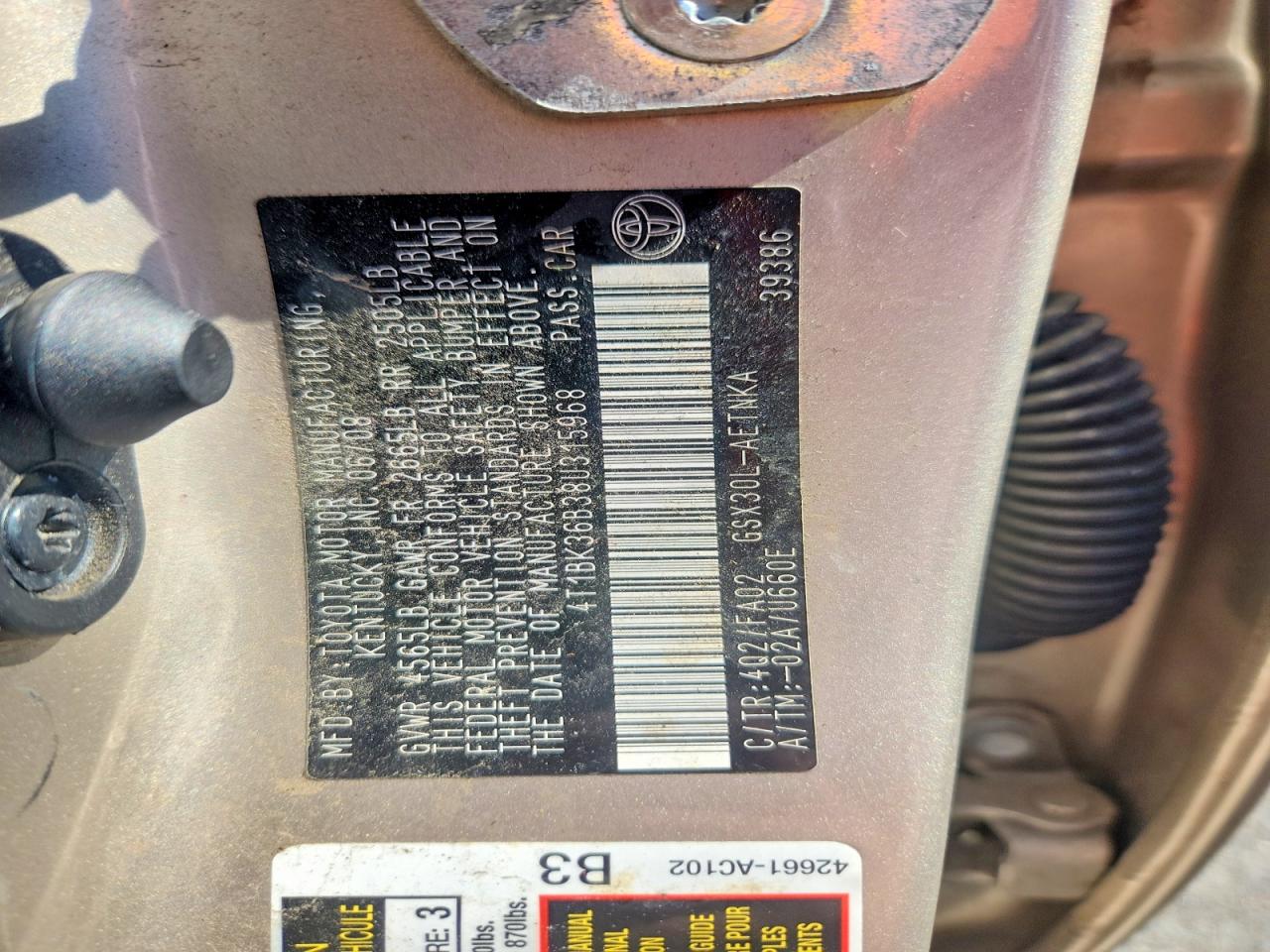 2008 Toyota Avalon Xl Gold vin: 4T1BK36B38U315968